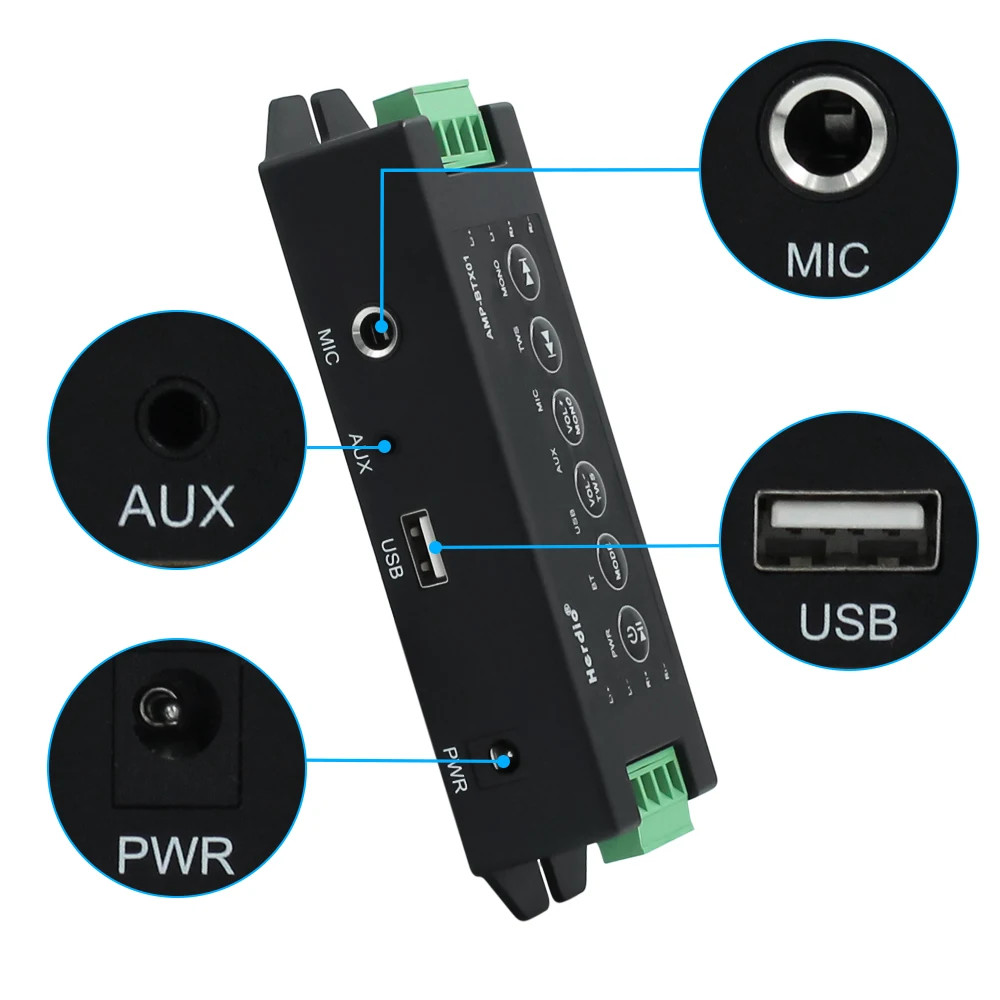 Herdio 4-Way Bluetooth Amp Receiver USB AUX+24V 3A Power Adapter