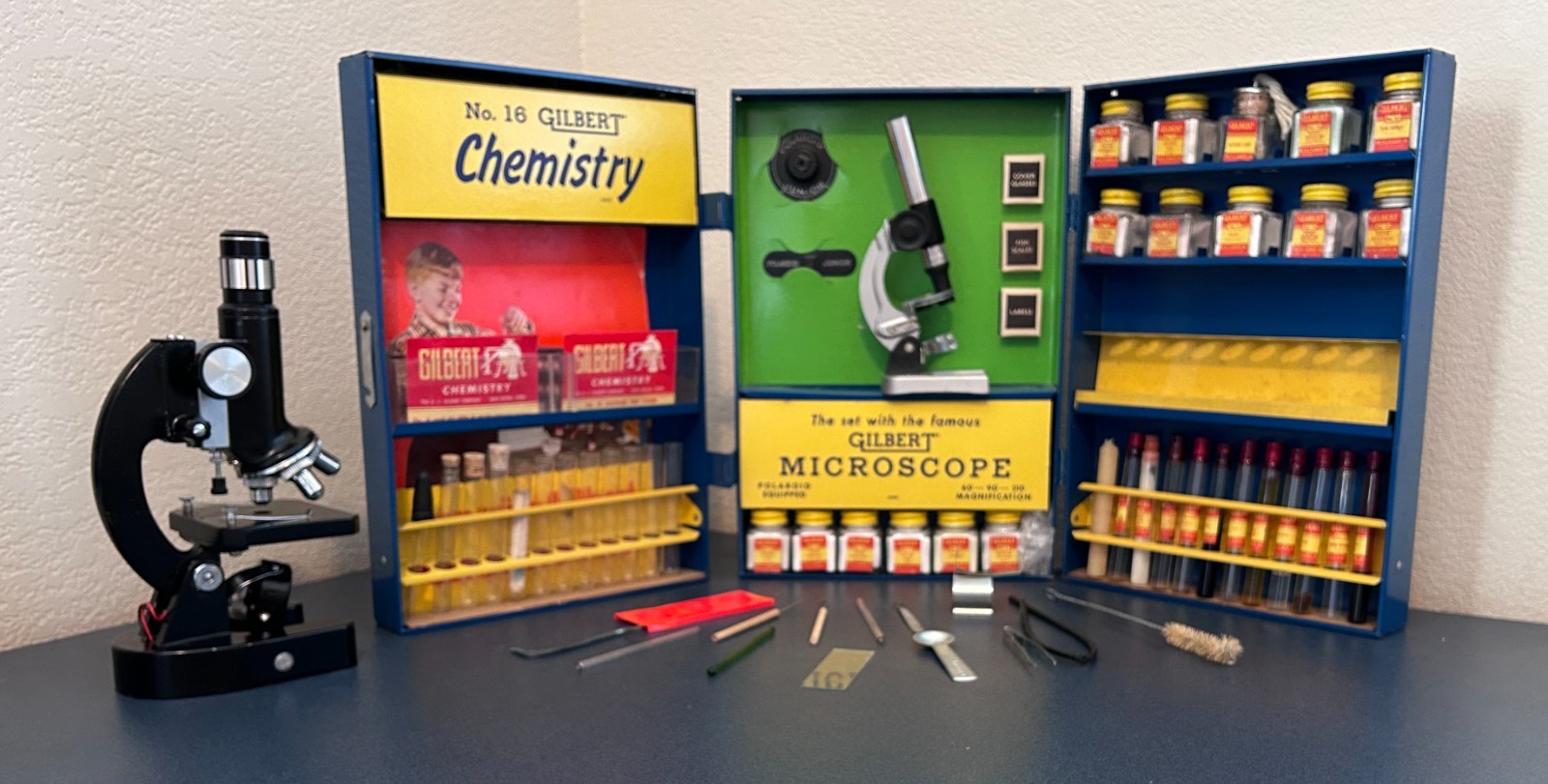 1950s A C Gilbert Chemistry set with Microscopes