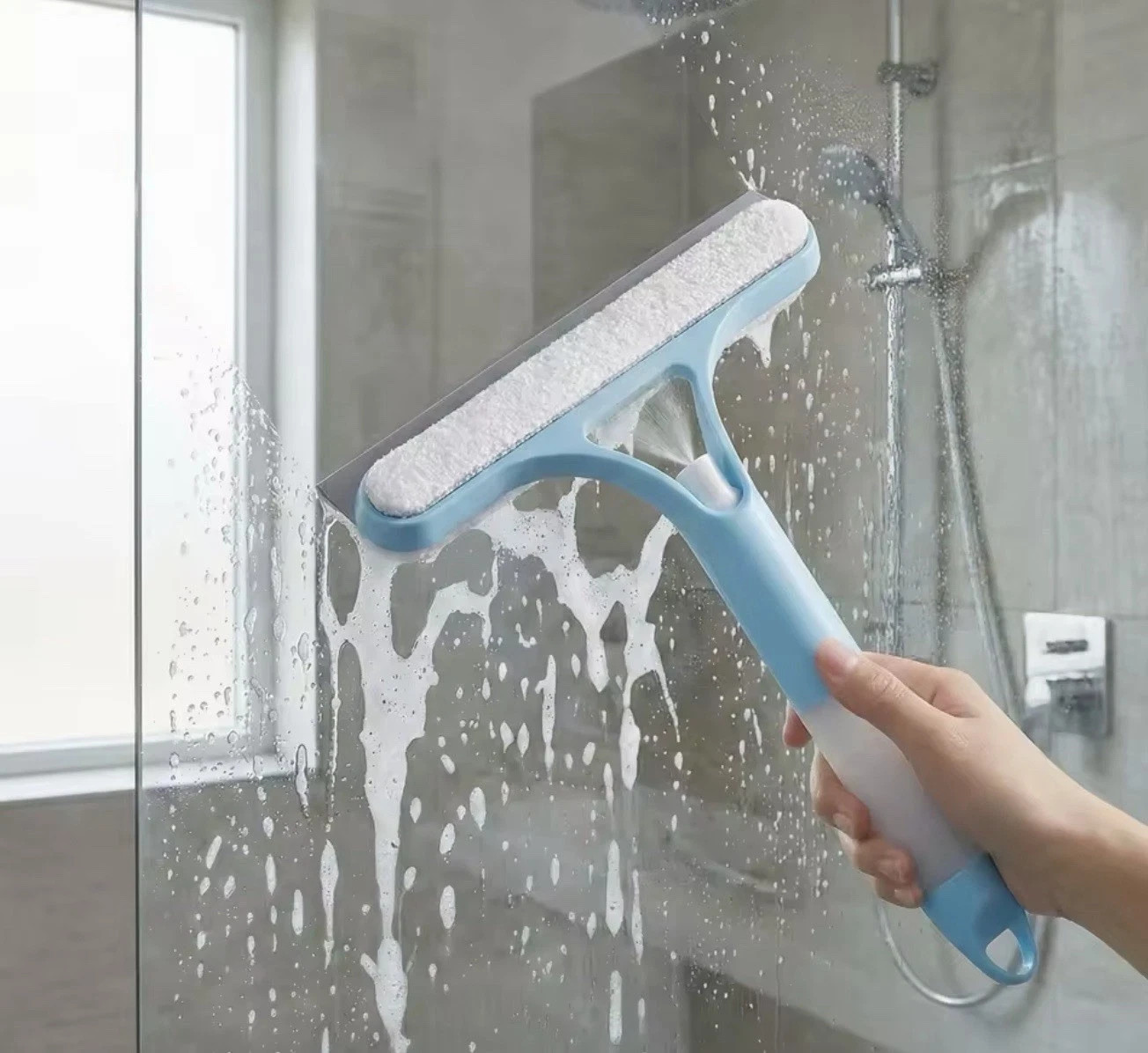 3 in 1 Window Squeegee Spray Glass Cleaner Wiper Shower Mirror Car Cleaning Tool