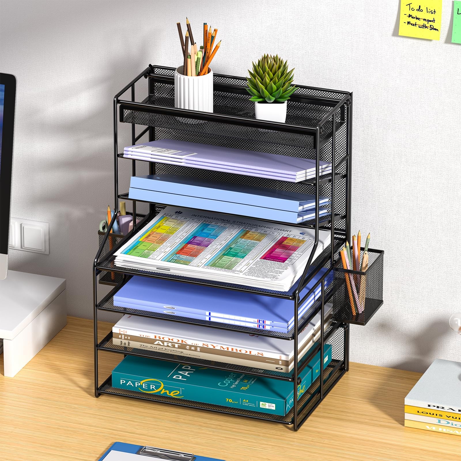 7 Tier Desk File Organizer – Vertical File Organizer for Desk with Removable ...
