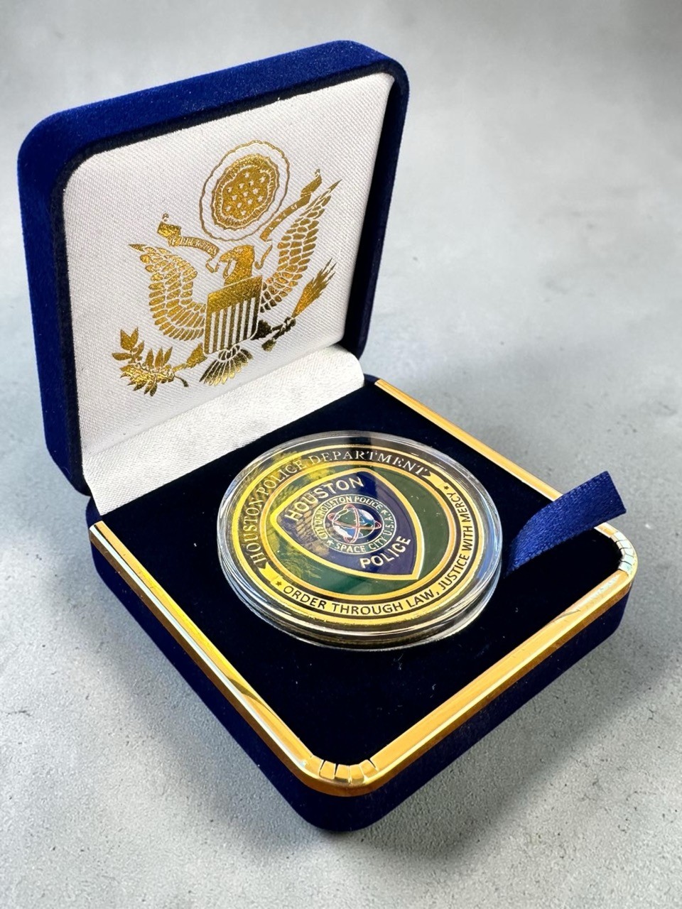 CITY OF HOUSTON Police Dept. Challenge Coin in Velvet Case ·FAST SHIPPING· ·NEW·