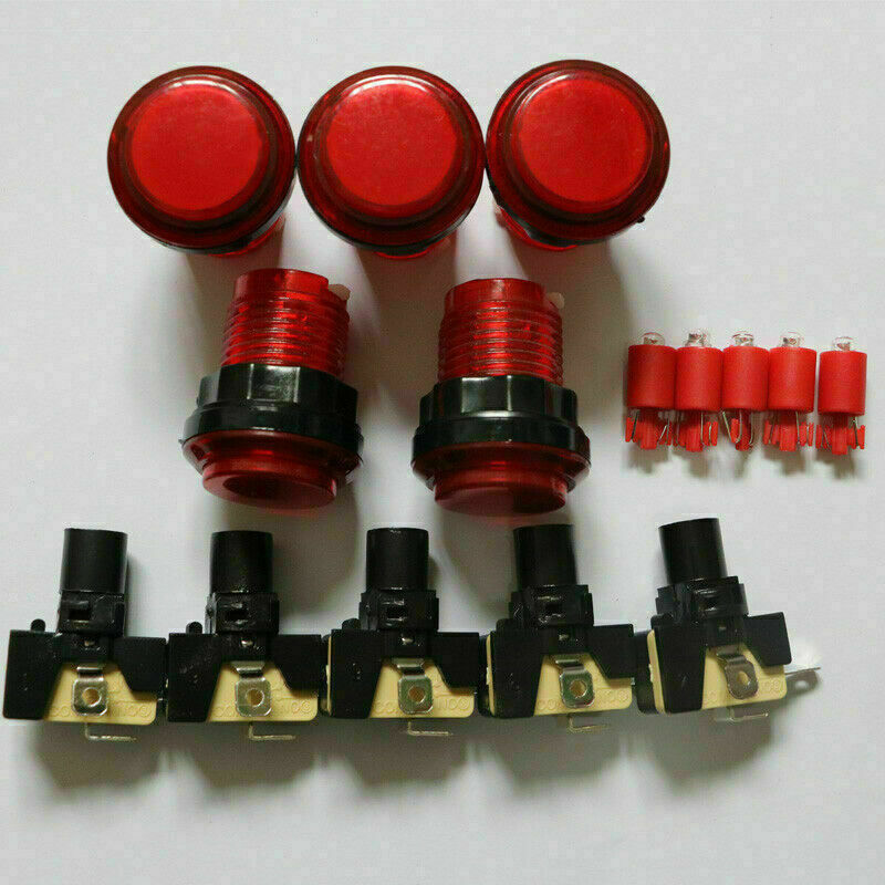 5 X pcs Arcade Game LED Buttons DC 5V 12v Illuminated With Microswitch MIX COLOR