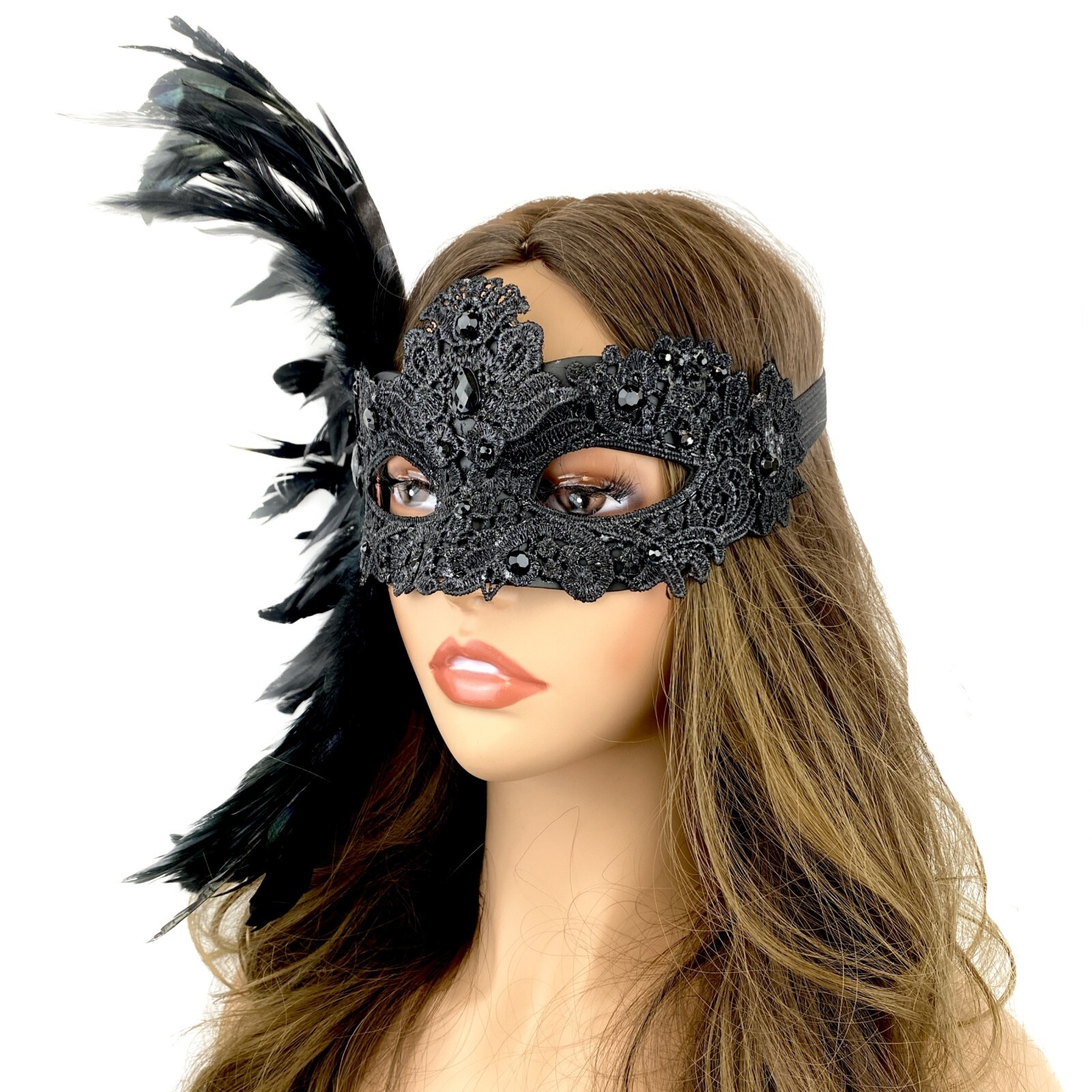 Women Costume Masquerade Party Masks With Feather For Wedding Ball Mask