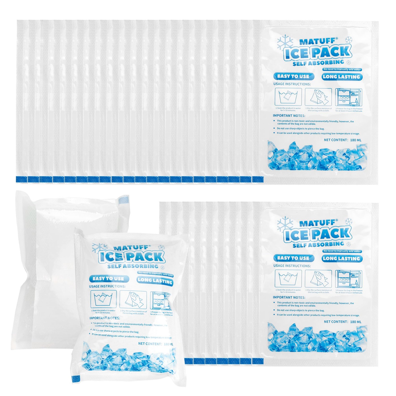 100 Pcs Reusable Ice Packs for Coolers, Lunch Boxes, Camping, Fishing, Beach
