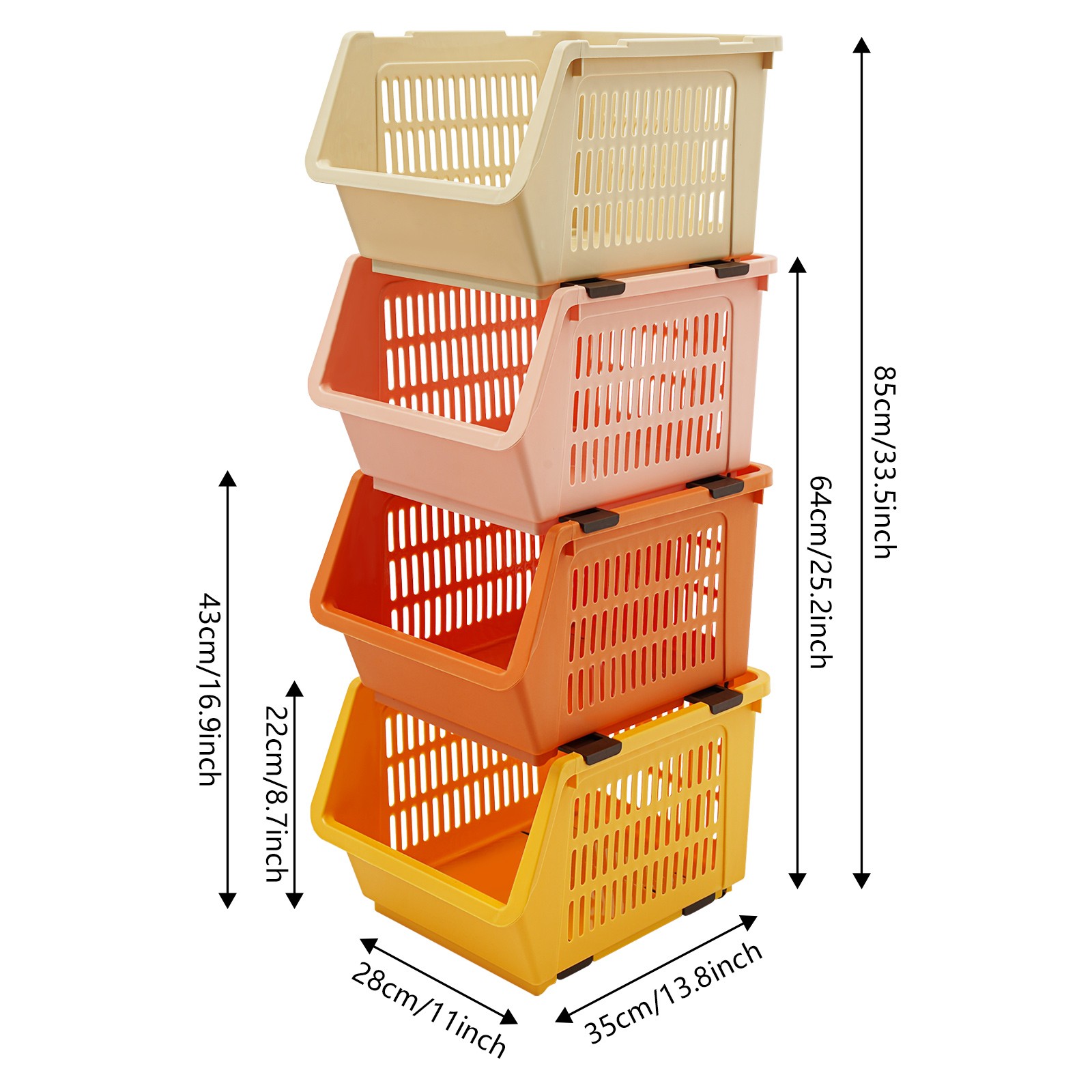 Stackable Plastic Bins - 4pc Large Plastic Organizer Box Cabinets Storage Bins