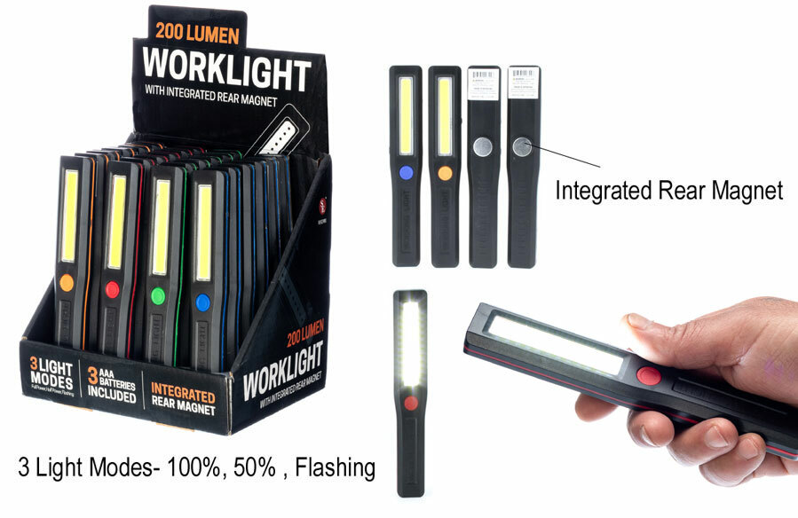 12 Hand Held LED 200 Lumen Work Lights Shop Flashlight 3 Modes W/Magnet FL224WL