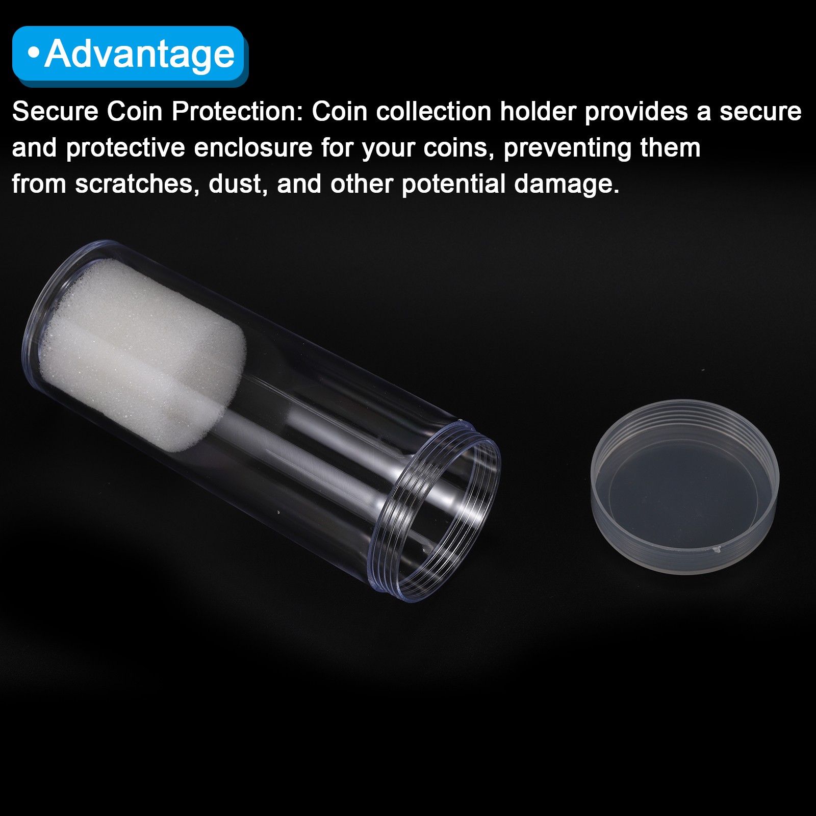 Round Coin Tubes, 5 Pack Coin Storage Tubes with Storage Box Plastic Coin Holder