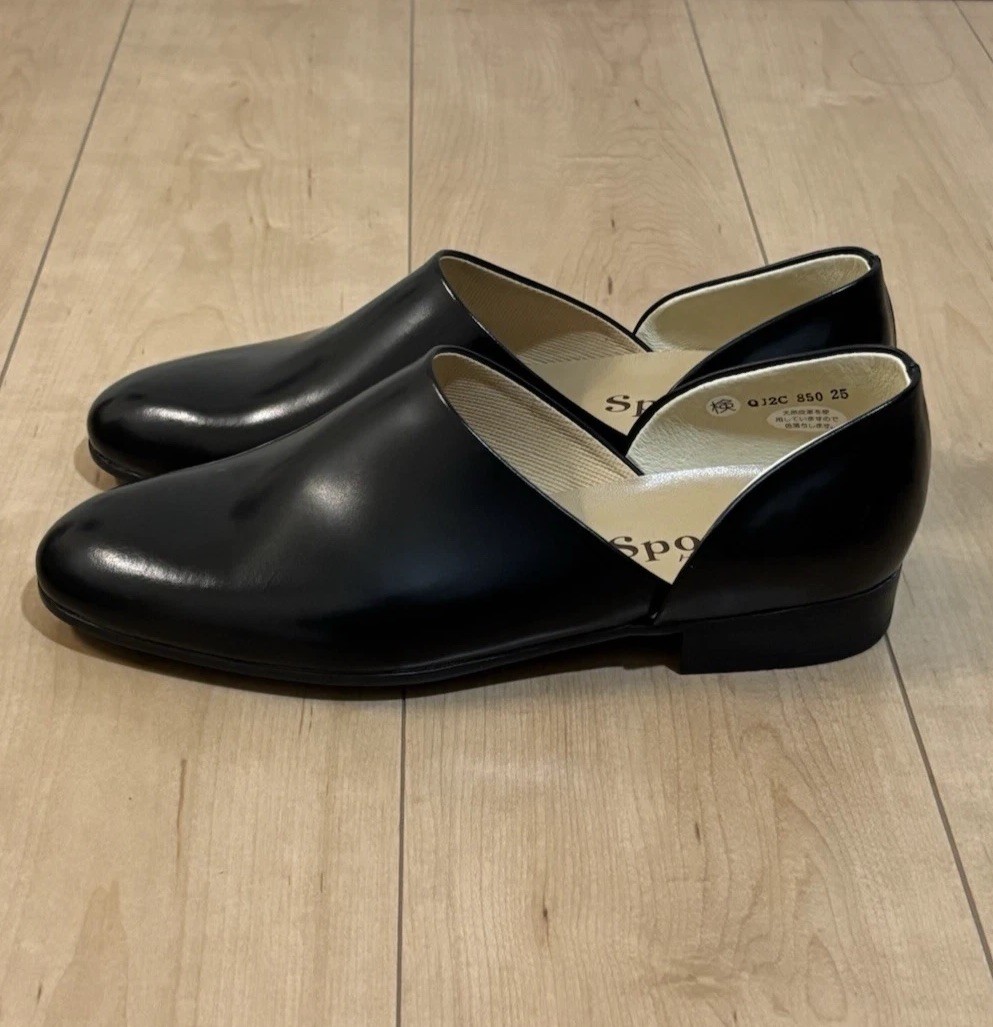 HARUTA 850 Spock Shoes Leather Black Mens 2E Made in Japan Doctors Shoes