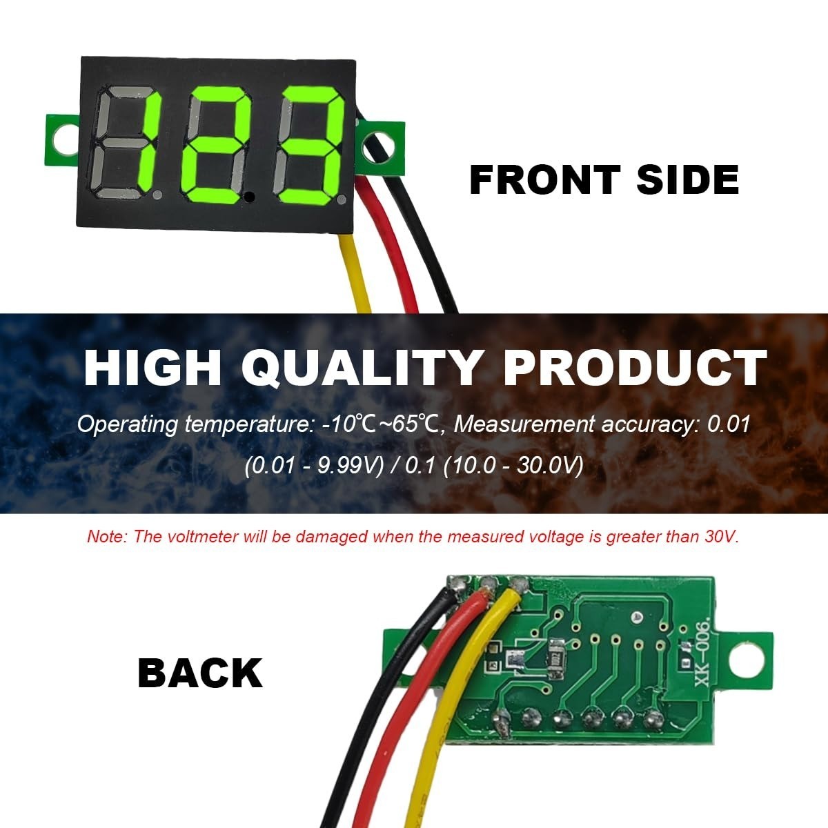 5 PCS Mini Digital Voltage Meter DC 0-30V LED Display Voltmeter