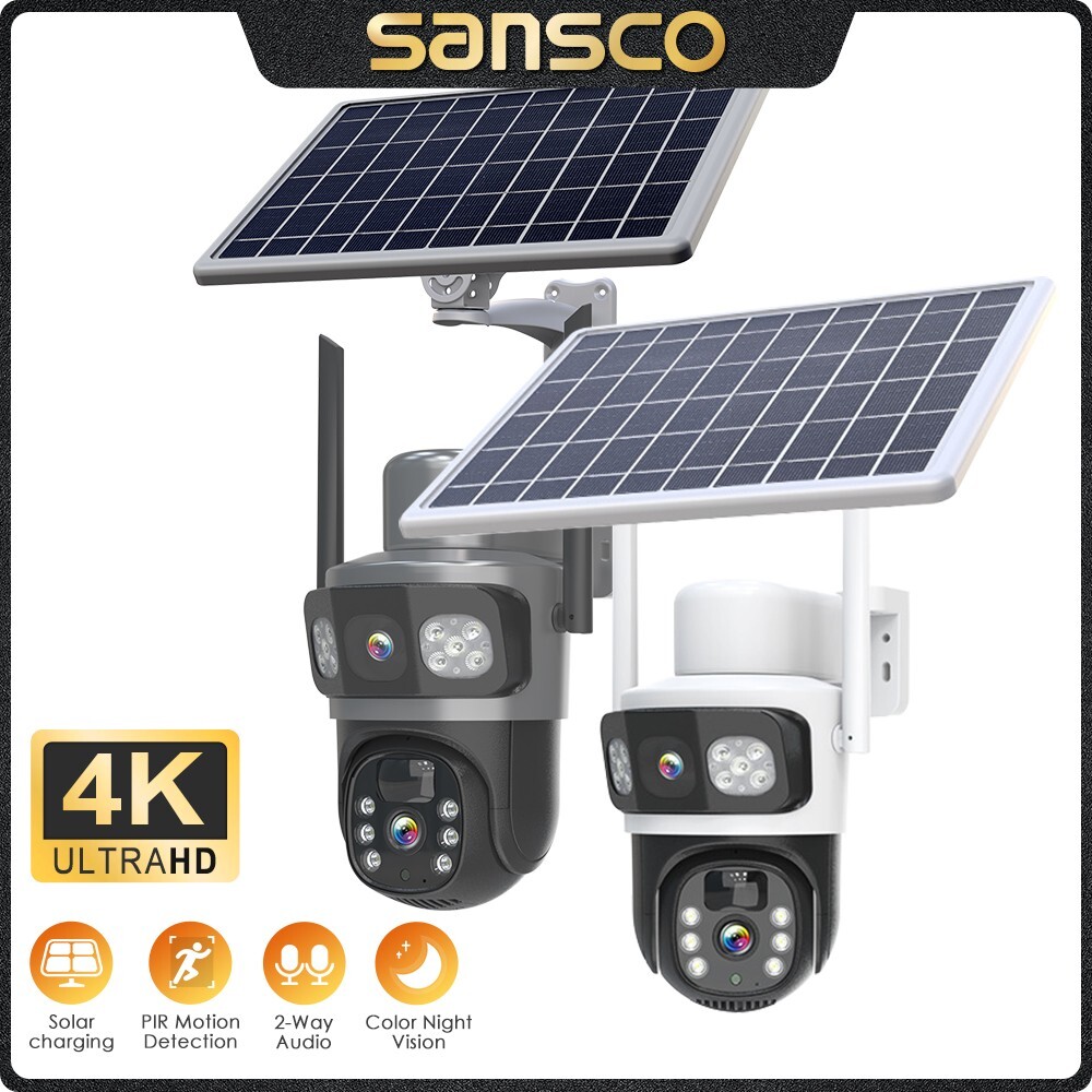 Solar PTZ Security IP CCTV WiFi Camera 4MP Home Audio Wireless Surveillance