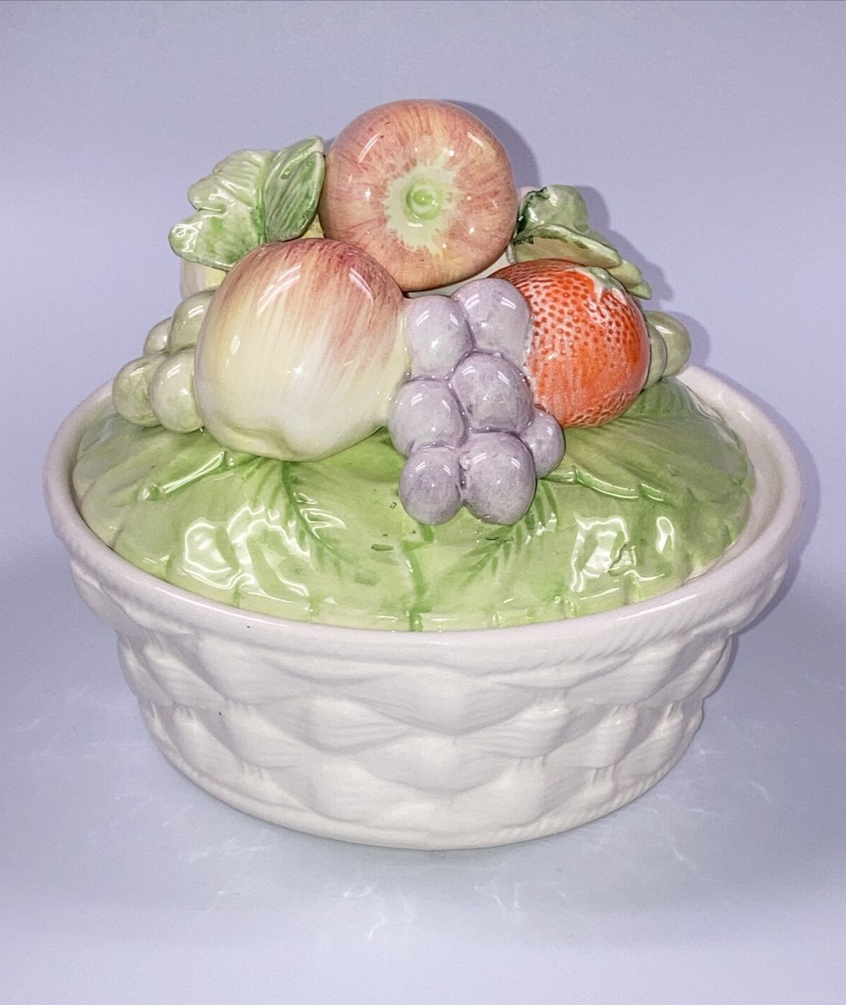 Elizabeth Arden Ceramic Basket Fruit Covered Dish Japan