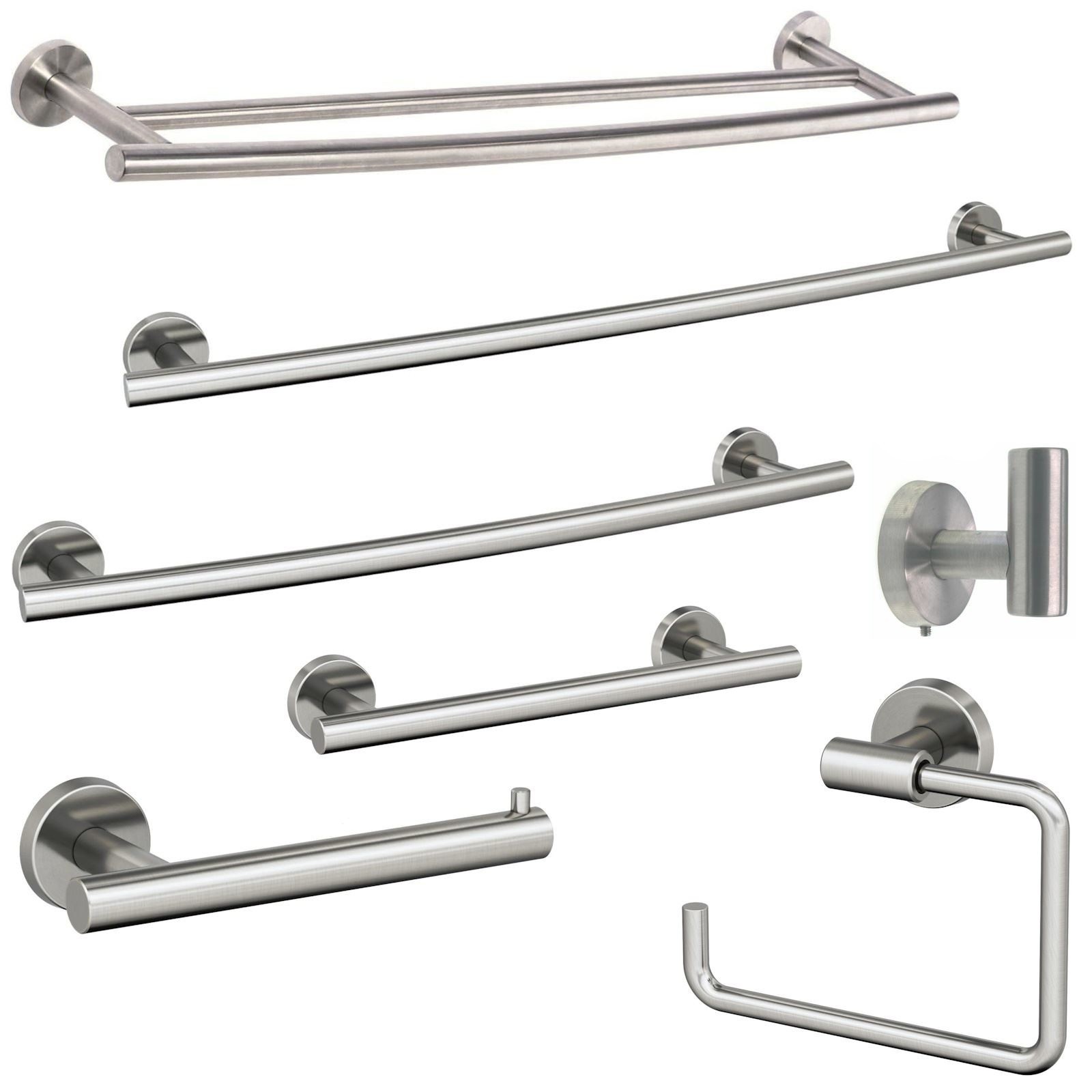 Amerock Arrondi 7-Piece Bath Accessory Set With Towel Bar Stainless Steel