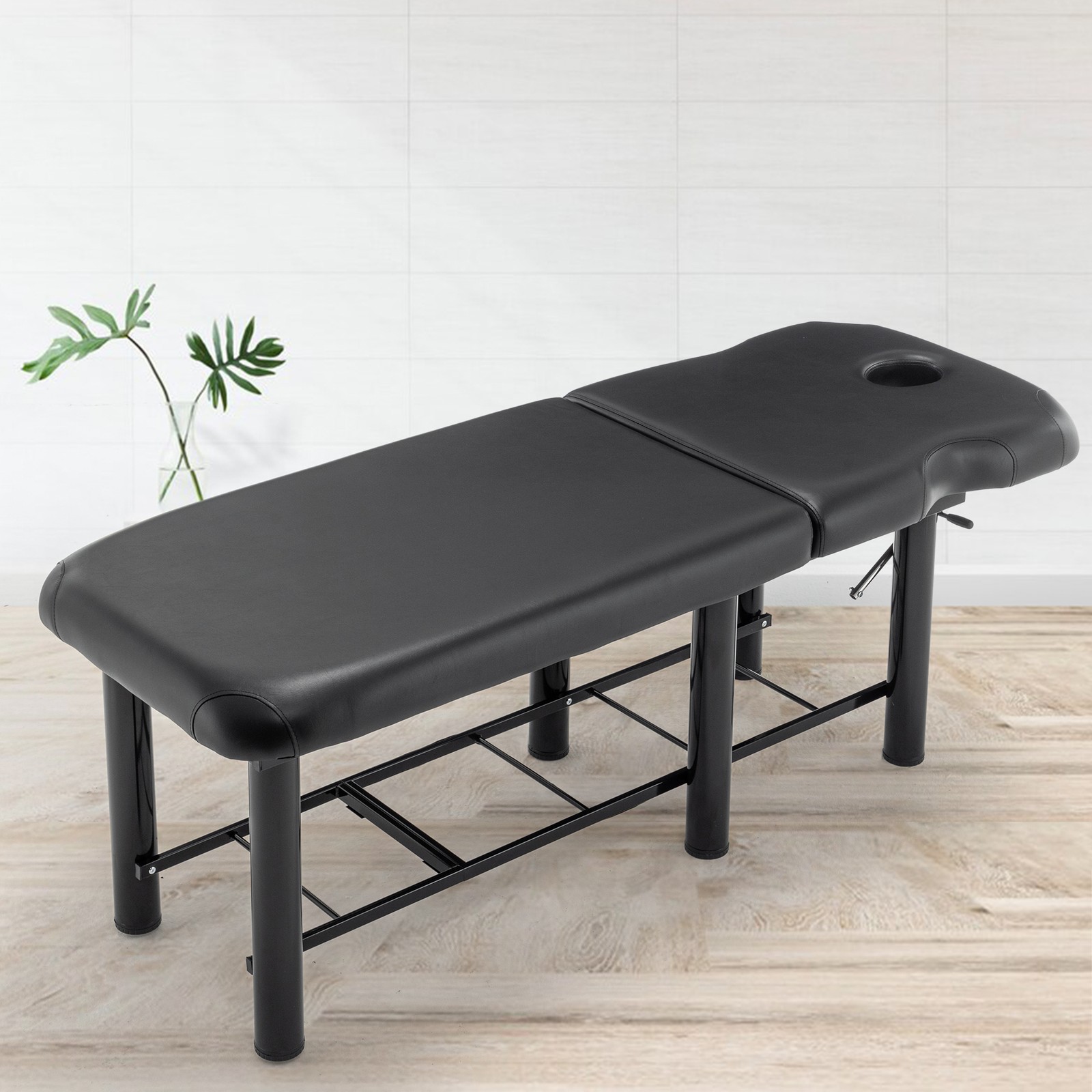 Professional Massage Table Adjustable Backrest Removable Headrest Black