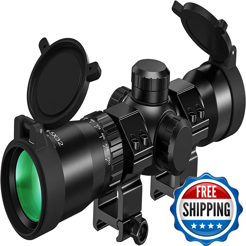 Cvlife 1.5-5X32 Crossbow Scope 20-100 Yards Ballistic Reticle 300-450 Fps Red
