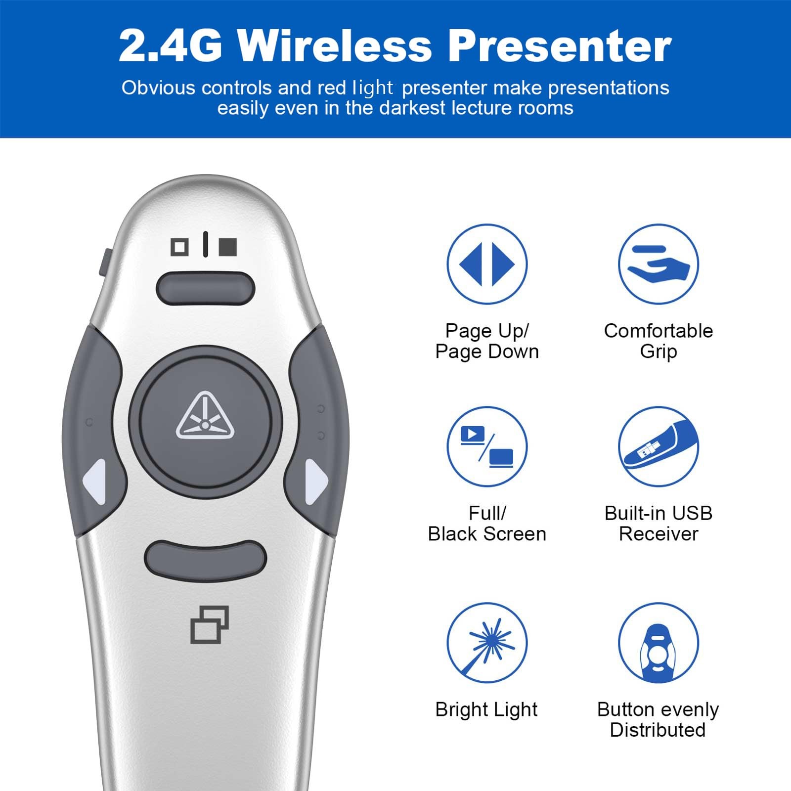 Presentation Clicker Wireless Presenter Remote Clicker for PowerPoint Present...
