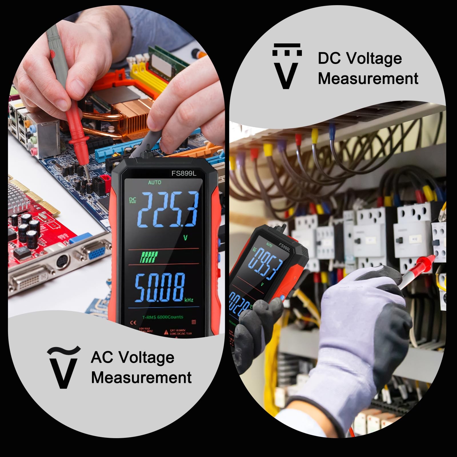 Digital Multimeter, FS899L Multimeter, USB Rechargeable Digital Multimeter