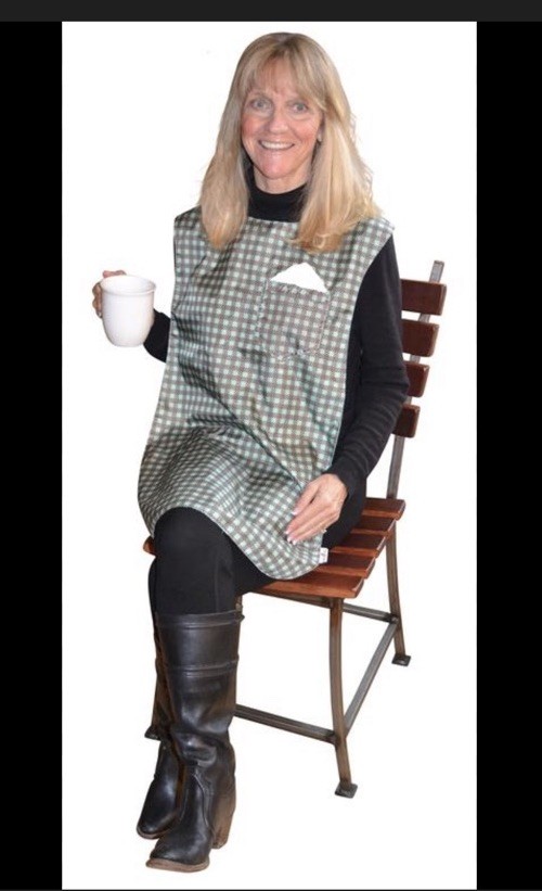 Lot Of 2 Tidy Top Adult Bib Green Checkers Reusable Soft Lightweight No Plastic!