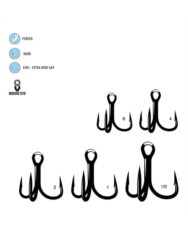 Gamakatsu EWG Short Shank 2X Strong Magic Eye Treble Hooks 3174 - Choose Size