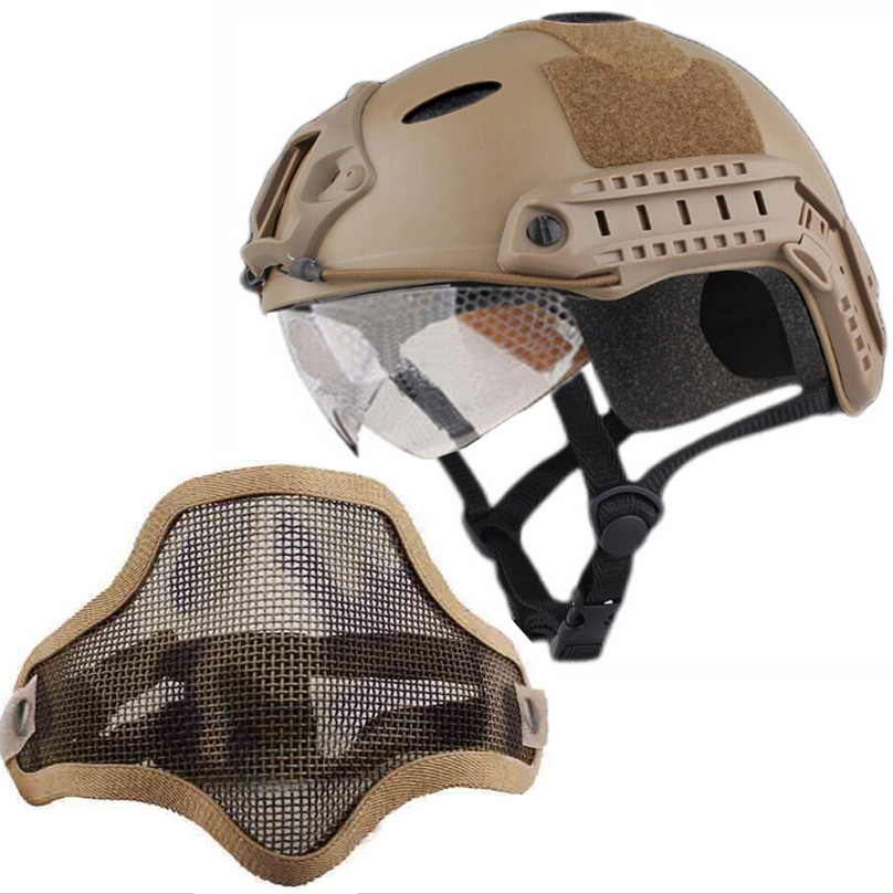 Tactical Airsoft Paintball Military Protective SWAT Helmet w/ Goggle + half Mask