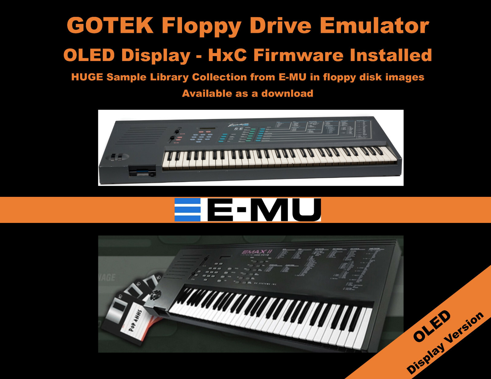 Floppy Drive Emulator OLED DISPLAY FlashFloppy  Firmware - E-MU EMAX I & II emu