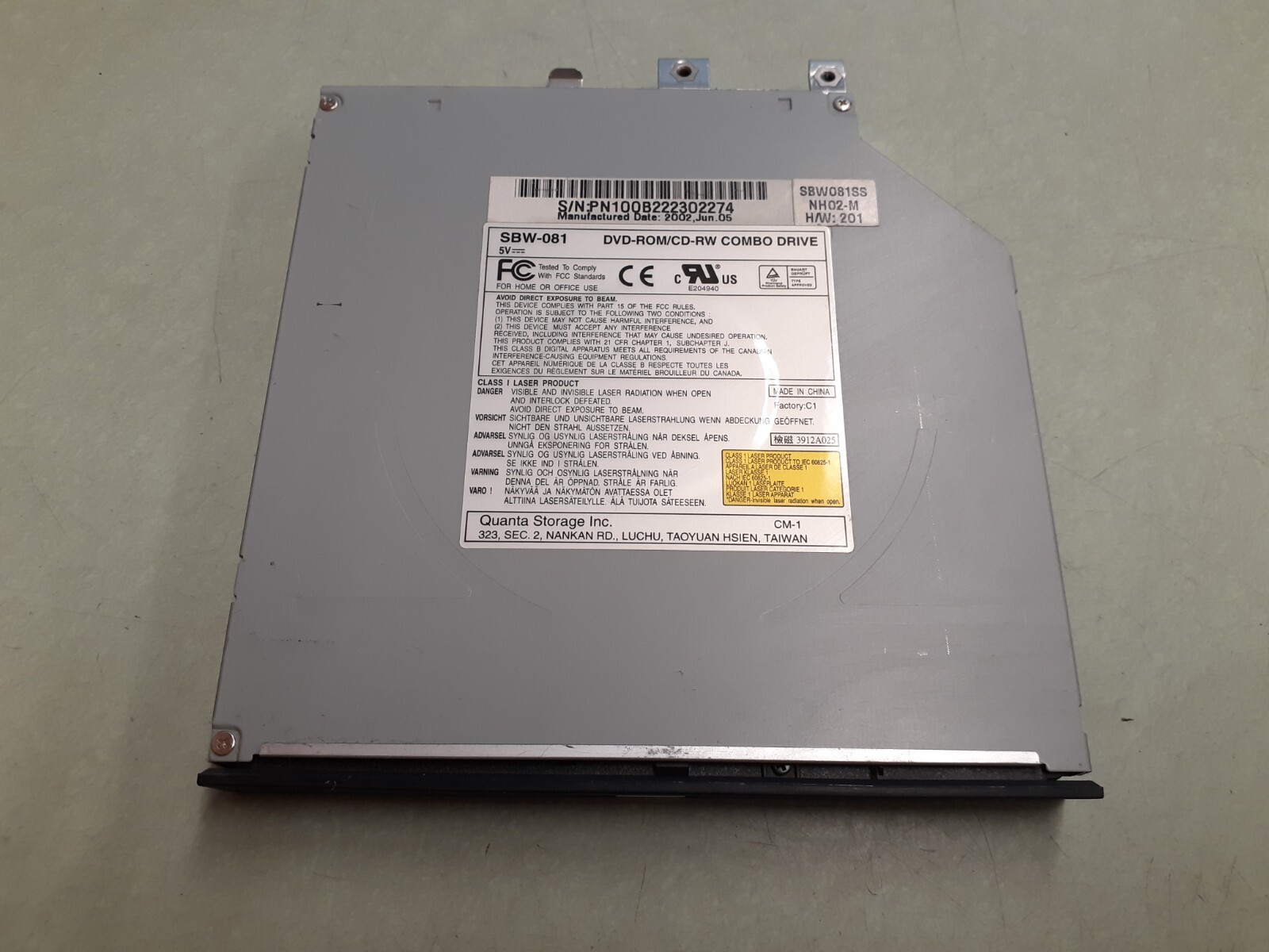 Quanta SBW-081 DVD-Rom CDRW Combo Slim Drive for HP Pavillion ZE1000