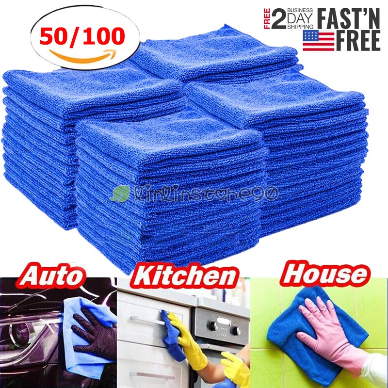 5-100Pack Microfiber Cleaning Cloth No-Scratch Rag Car Polishing Detailing Towel