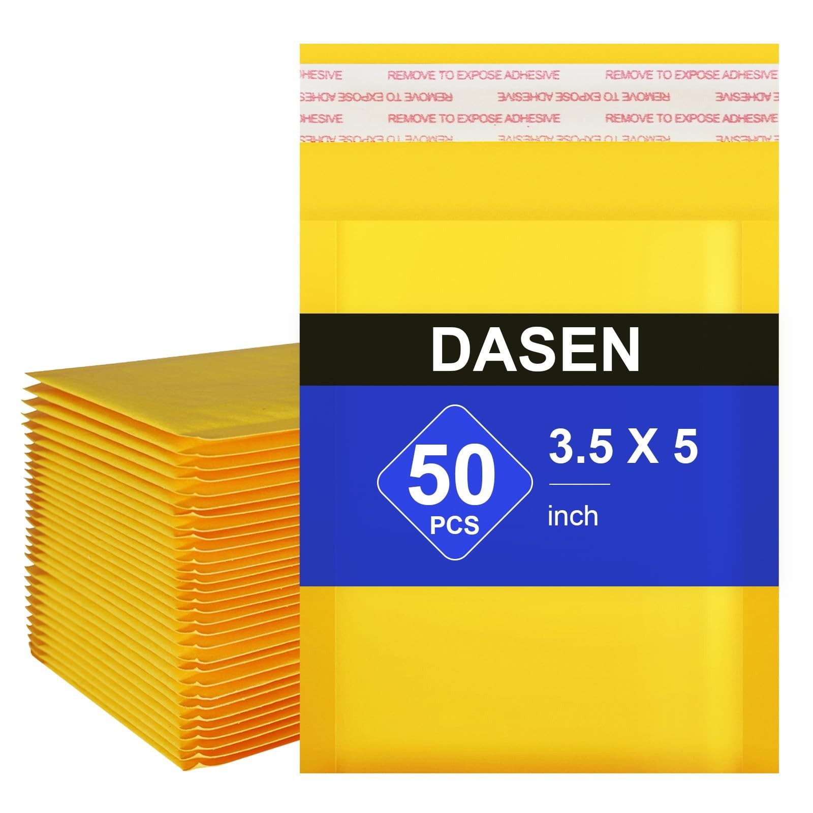 Dasen Kraft Bubble Mailers 3.5x5 Inch 50 Pcs,Small Self-Sealing Waterproof Cu...
