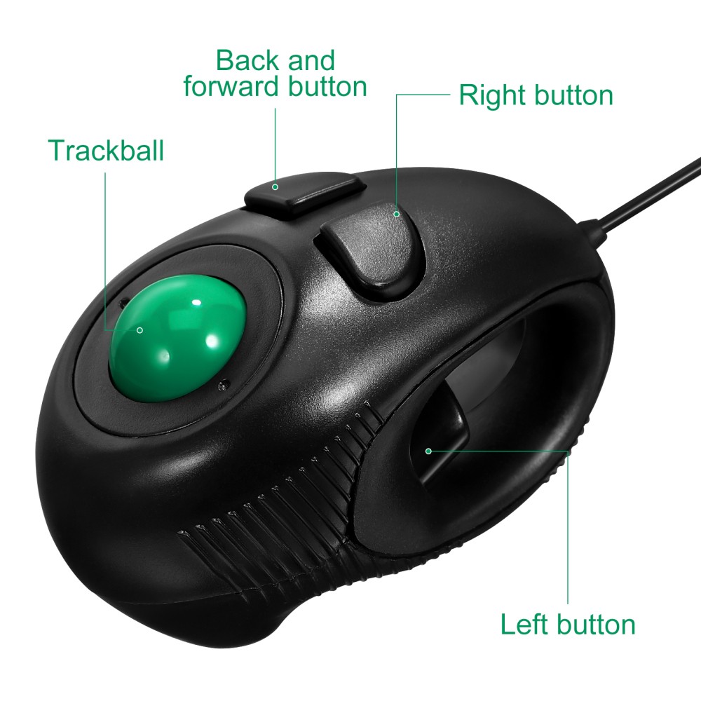 USB Mini Trackball Mouse Wired for Effortless Navigation Black