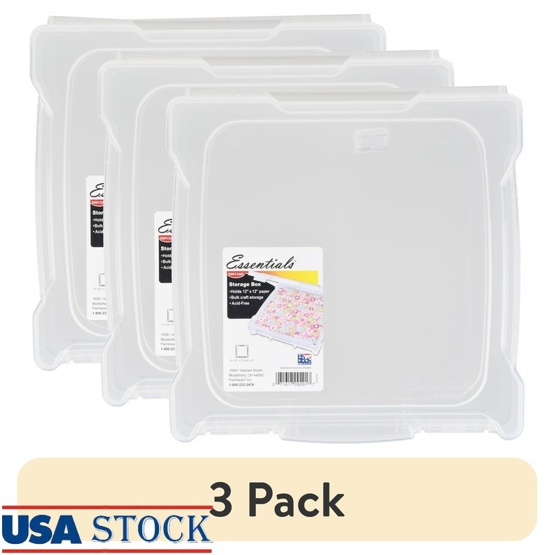 12in Scrapbook Box Clear Craft Storage Case 1 Compartment Arts Supplies New