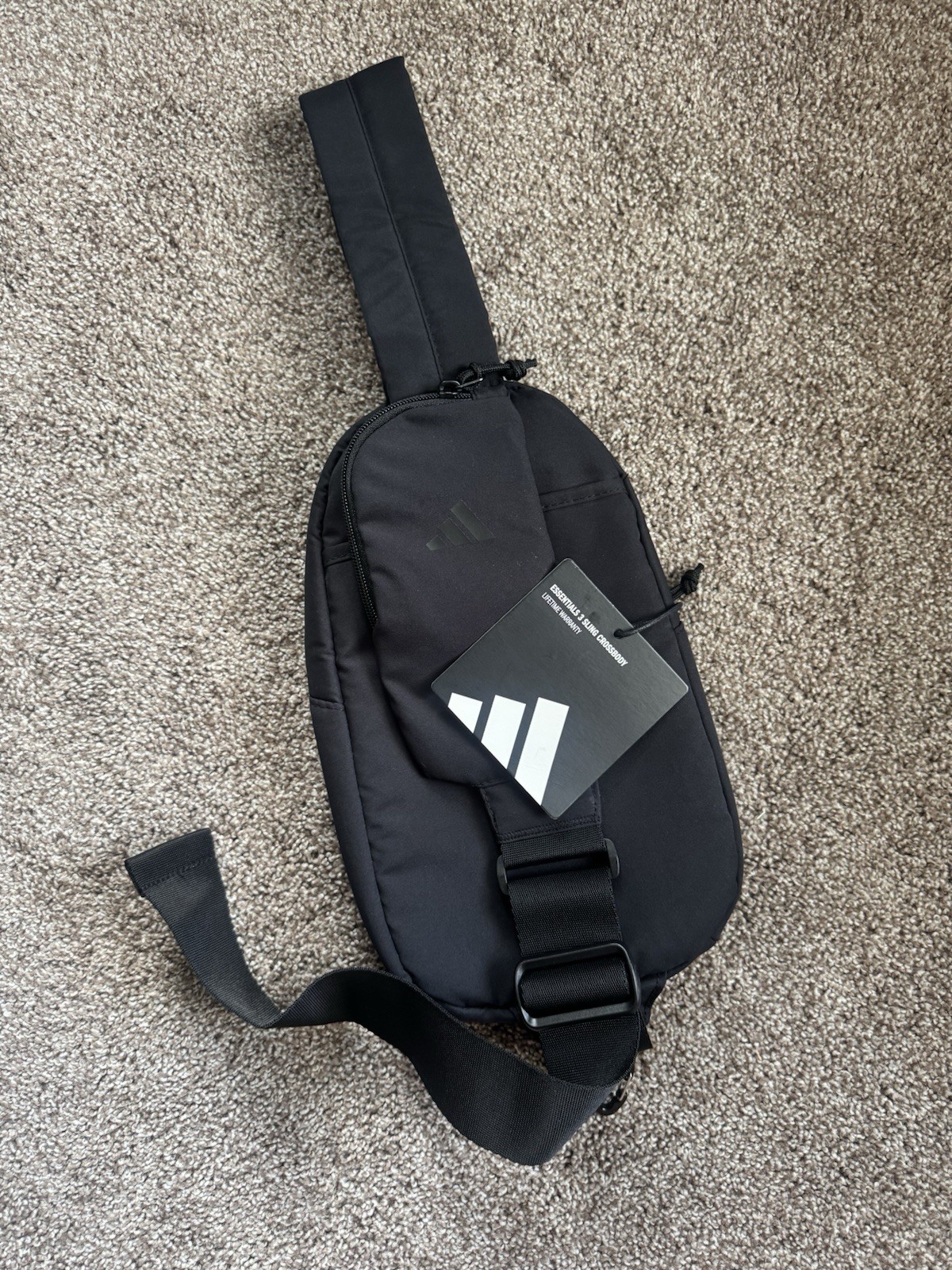 adidas Black Cross Shoulder Gym Bag Adjustable Strap Zip Closure 2 Pockets