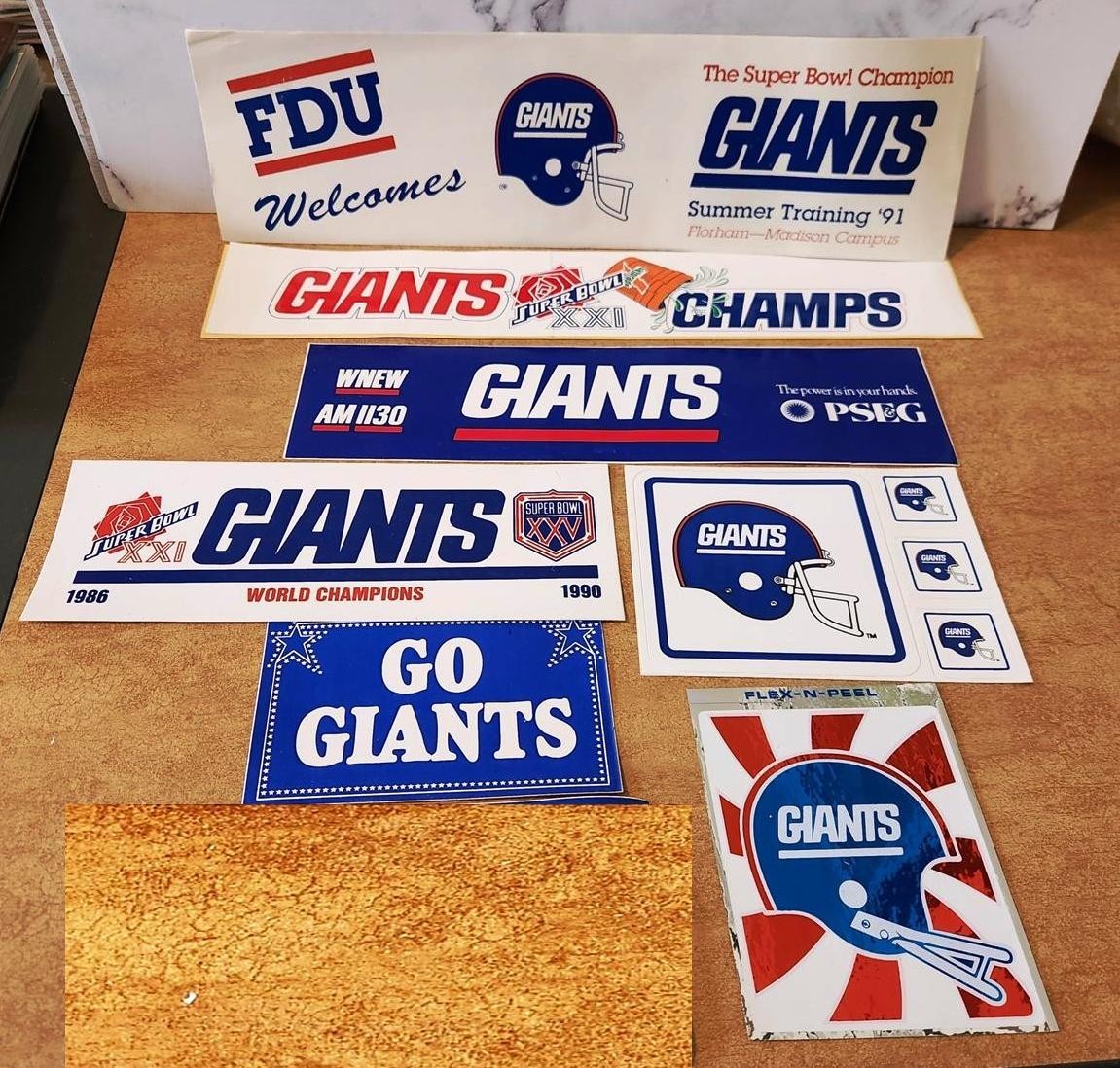 Lot of 7 New York Giants Rare 1980s Bumper Stickers Super Bowls XXI & XXV