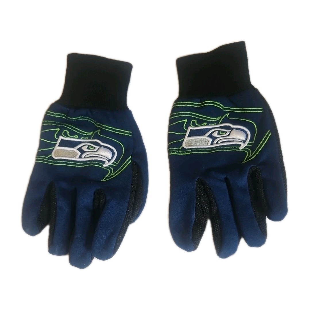 Seattle Seahawks Raised Team Logo Licensed Sport Utility Gloves NFL Football Fan