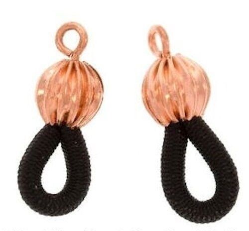 Eyeglass Ends, 12 Copper Plated Bead & Loop Black Elastic Cord Eyeglass Holders
