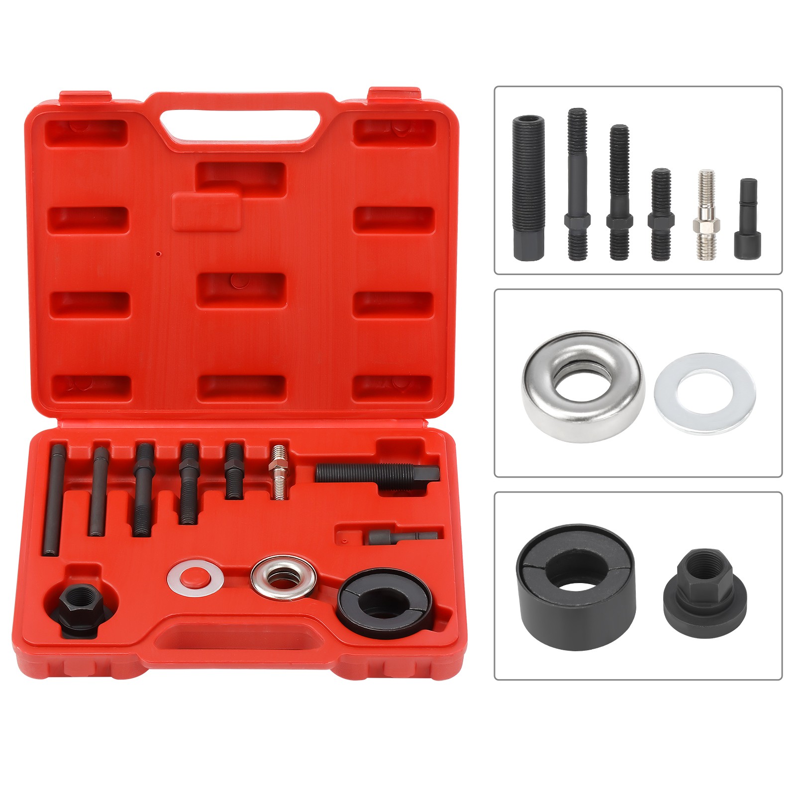 13pc Power Steering Pump Pulley Puller Remover & Alternator Installer With Case