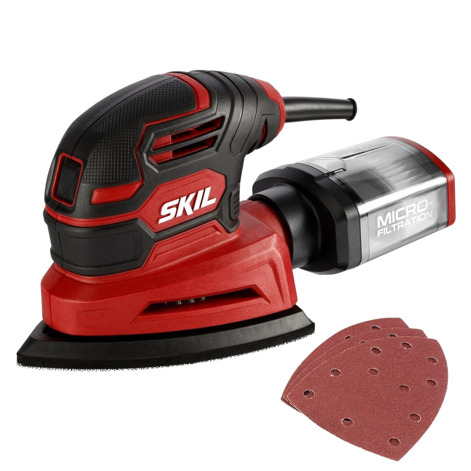Corded Detail Sander - Low Vibration, Quick Sanding Sheet Changes, Dust Control