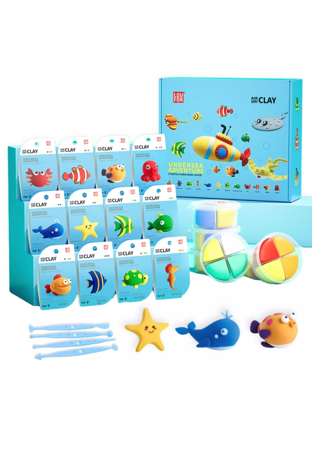 LOUFOR Air Dry Clay Kits - Undersea Adventure, DIY Kit with Tools, Gift for Kids