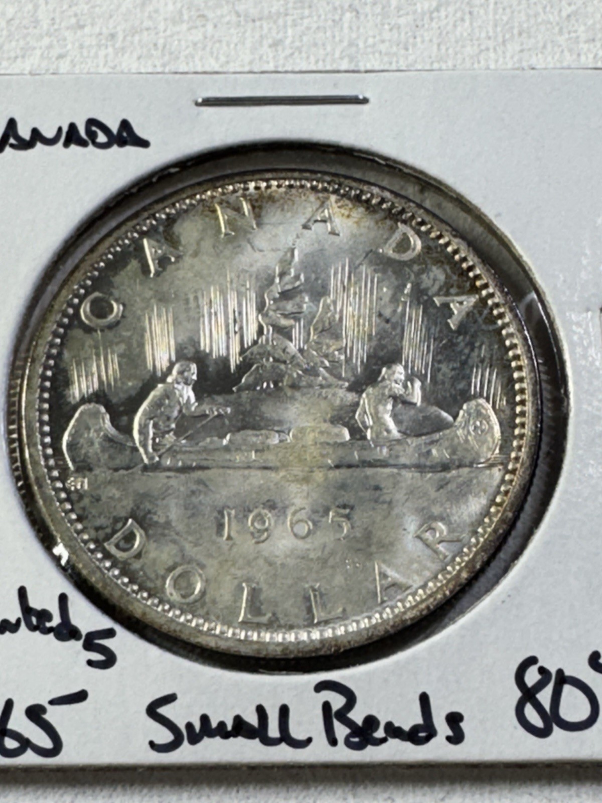 1965 Canada $1 Silver Coin Pointed 5 Small Beads