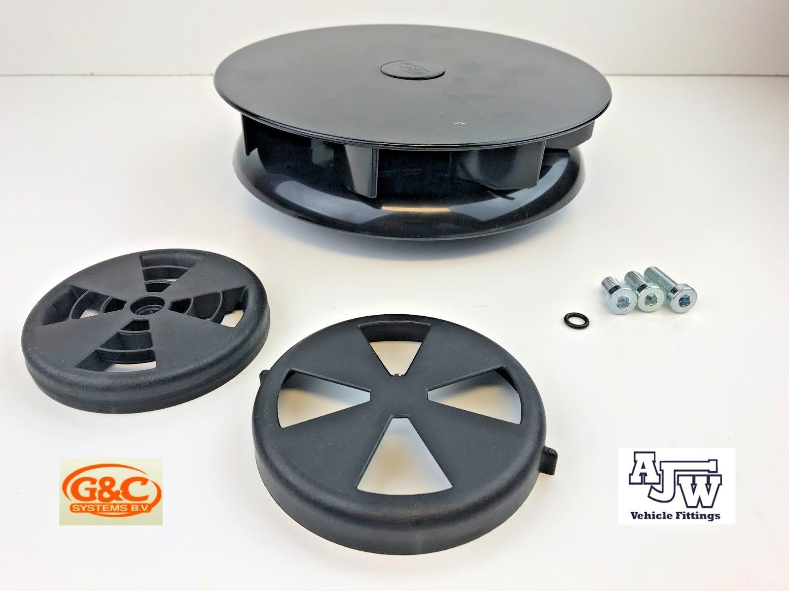 Rotary Wind Driven BLACK Roof Vent Vans Trucks Horseboxes 4x4 Low Profile Turbo3