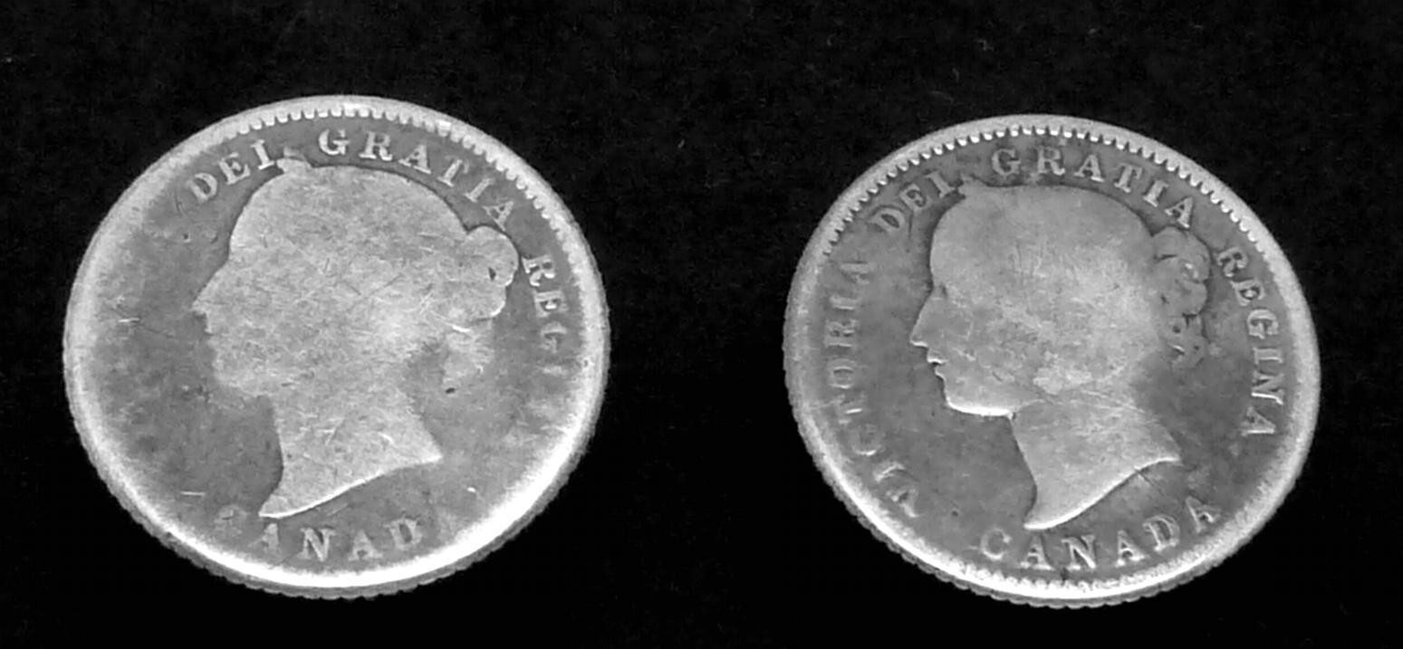 Antique 1880s Canada Sterling Silver 5 Cent Coin Victoria Cufflinks 27052