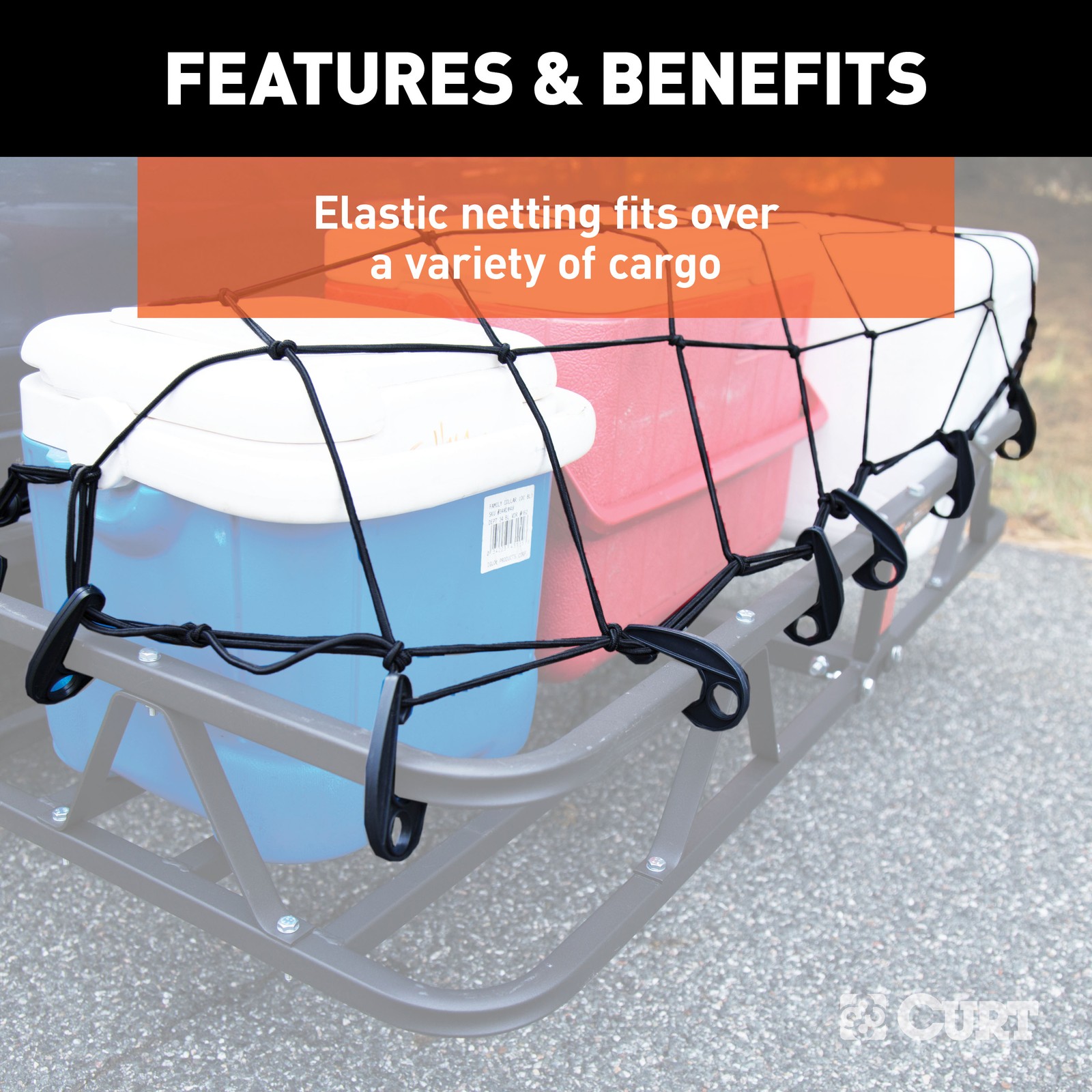 Curt 43" x 24" Elastic Cargo Net for Cargo Hitch Carrier