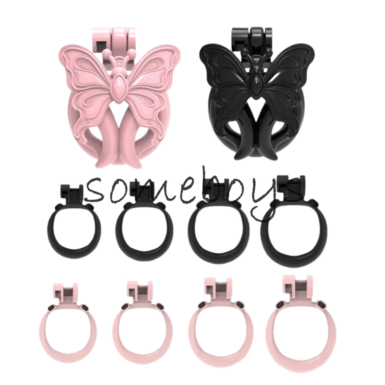 Resin Sissy Chastity Cage with 4 Rings CB Lock Restraint Chastity Device Male