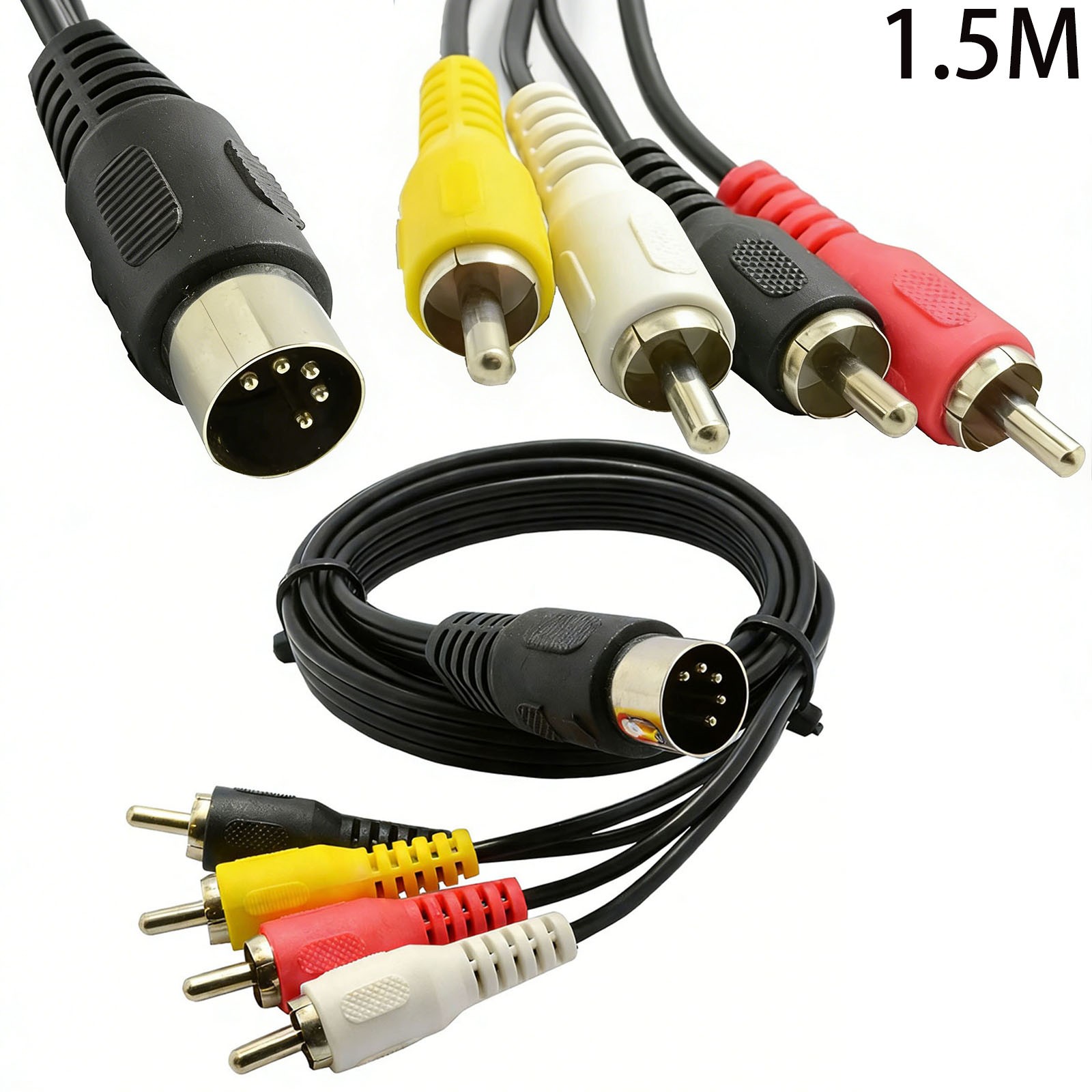 5FT TVAV Audio Video DIN RCA Cable For Commodore 64 Atari TI-99/4A Spectravideo