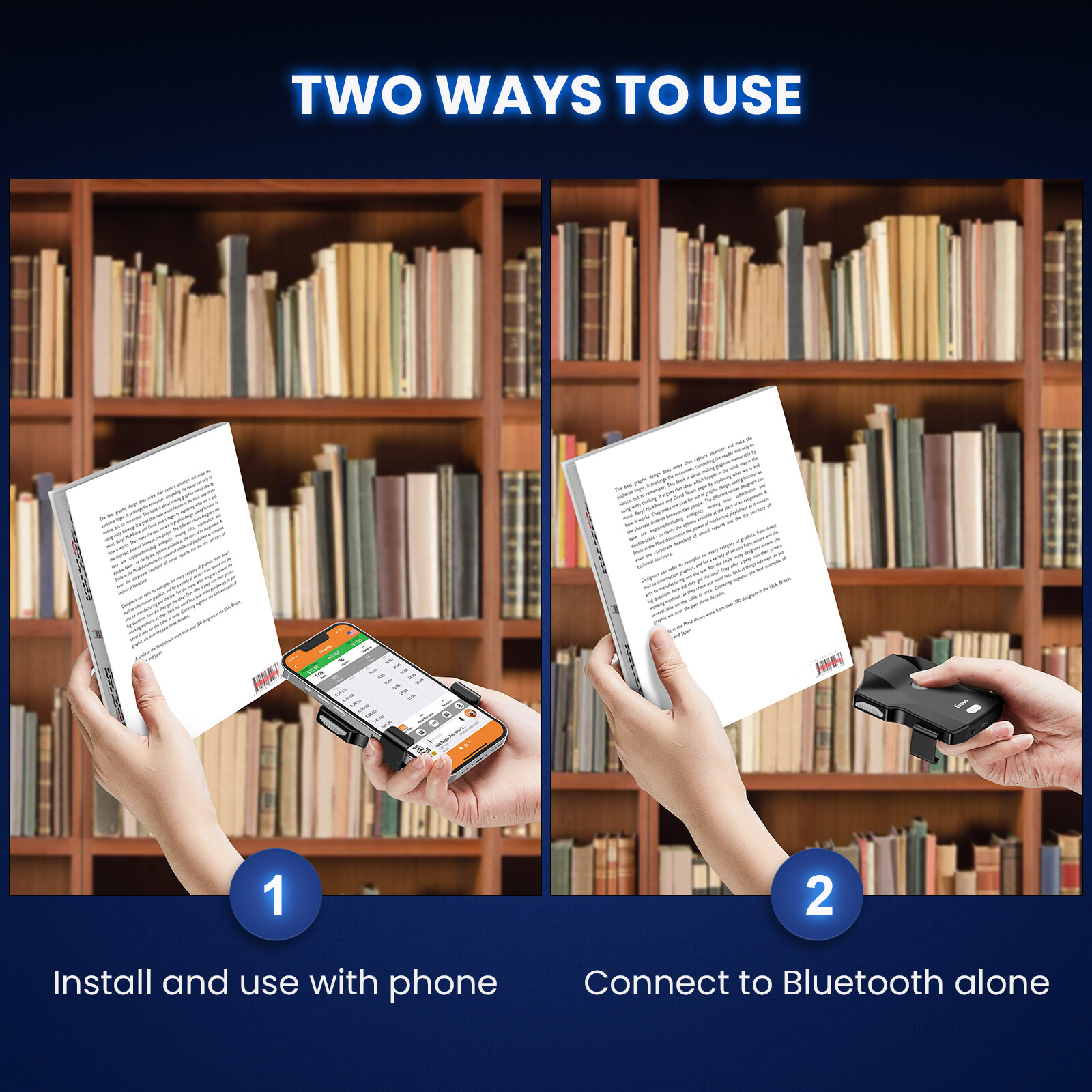 Eyoyo 1D 2D QR Barcode Scanner Bluetooth Wireless Reader for iPhone Android PC