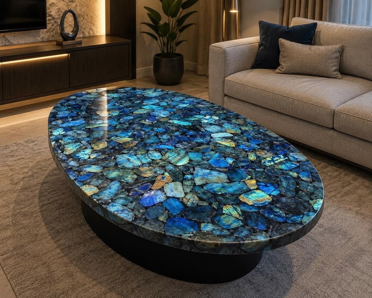 Labradorite Gemstone Kitchen Countertop Slab – Premium Natural Stone Worktop art