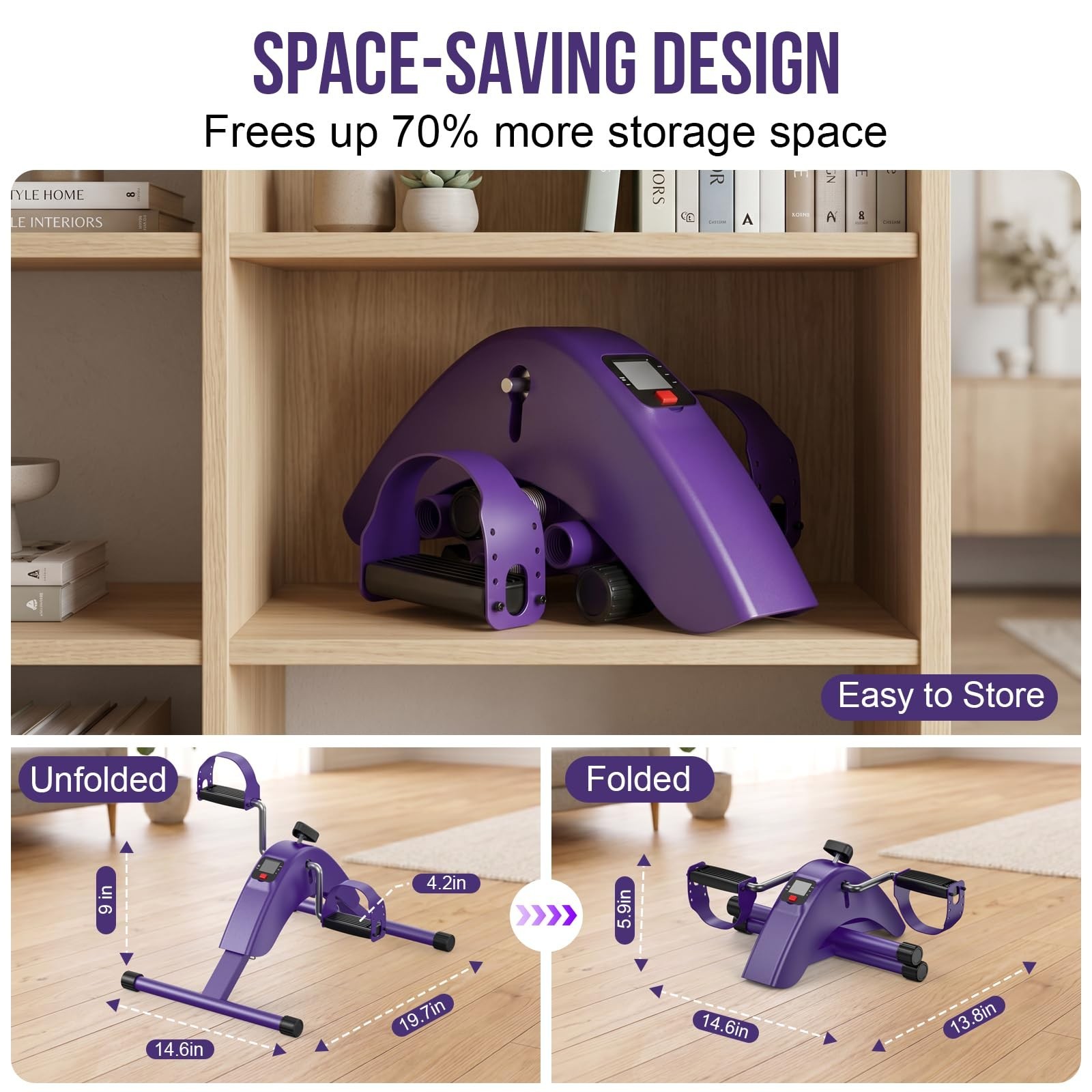 Under Desk Bike Pedal Exerciser for Arms and Legs | Foldable Mini Exercise Bi...