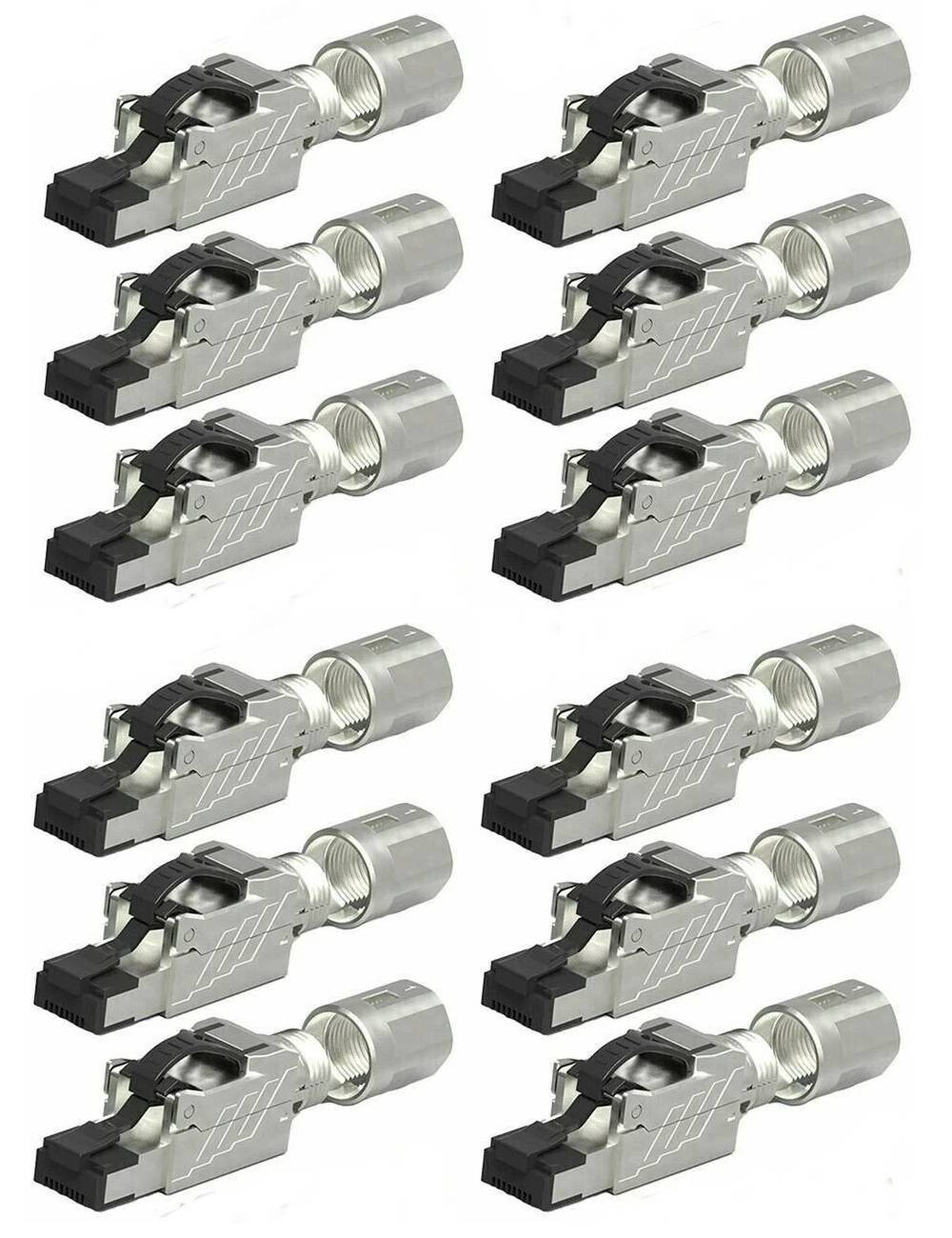12Pcs CAT8 Shielded 40G RJ45 Network LAN Ethernet Cable Plug Connector Tool-Less
