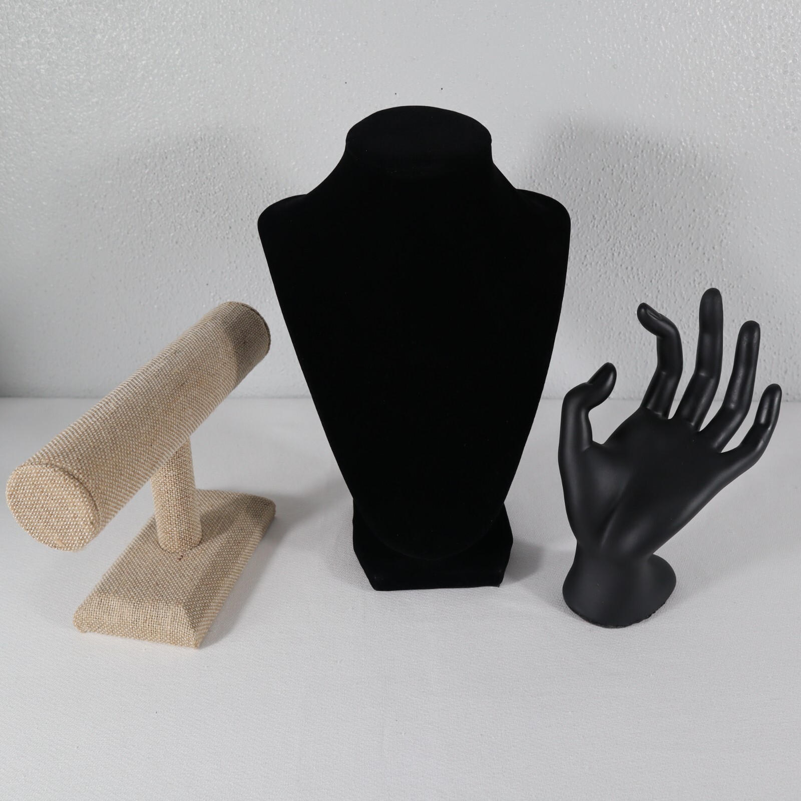 Jewelry Displays for Bracelets Stand, Necklace Bust, Ring Mannequin Set of 3