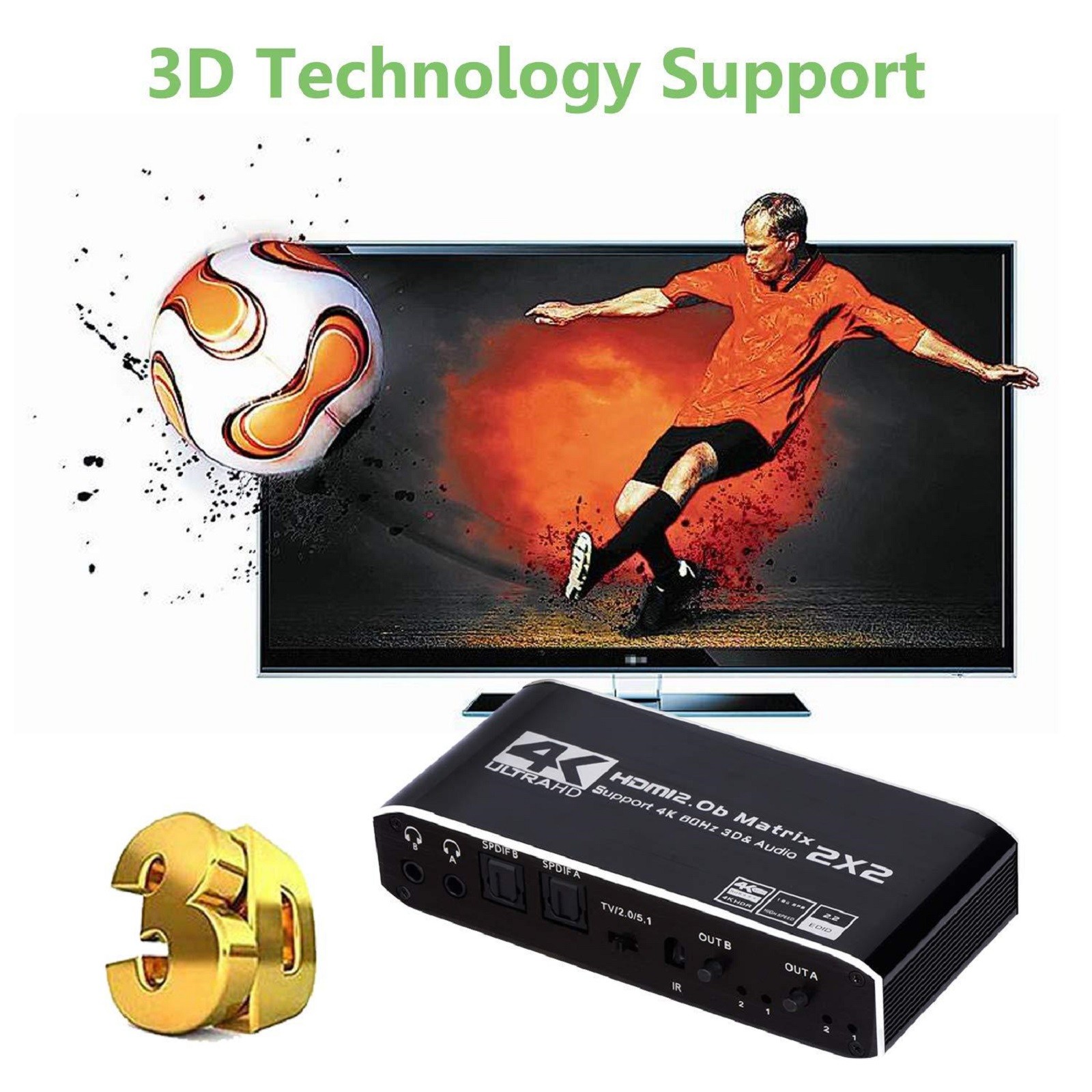 2 in 2 out 4K HDMI Matrix Switch 2x2 Full HD 1080P Video Processor Adapter C