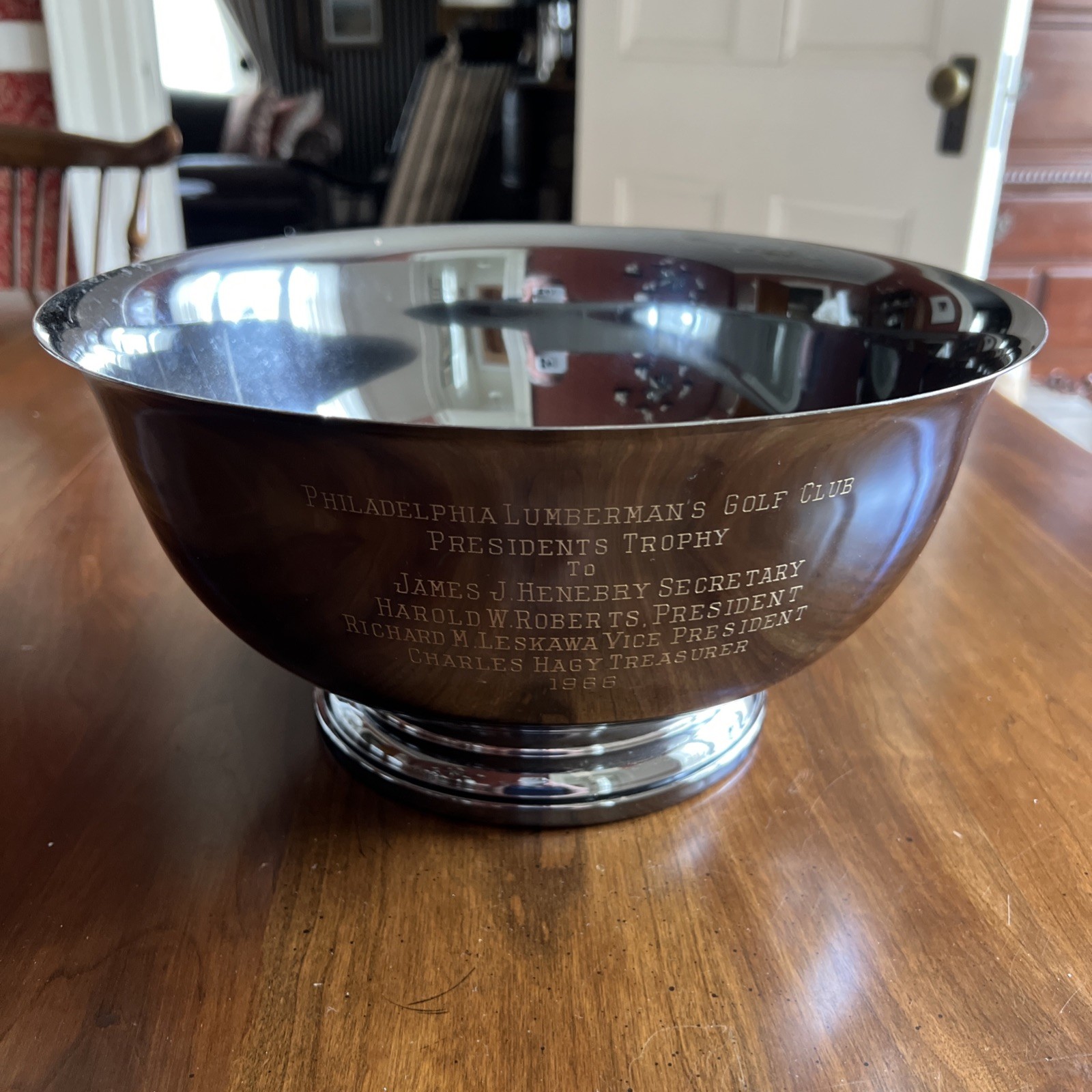 RARE Vintage Gorham Silver Plate 12” Revere Bowl; 1966 Philadelphia Golf Trophy