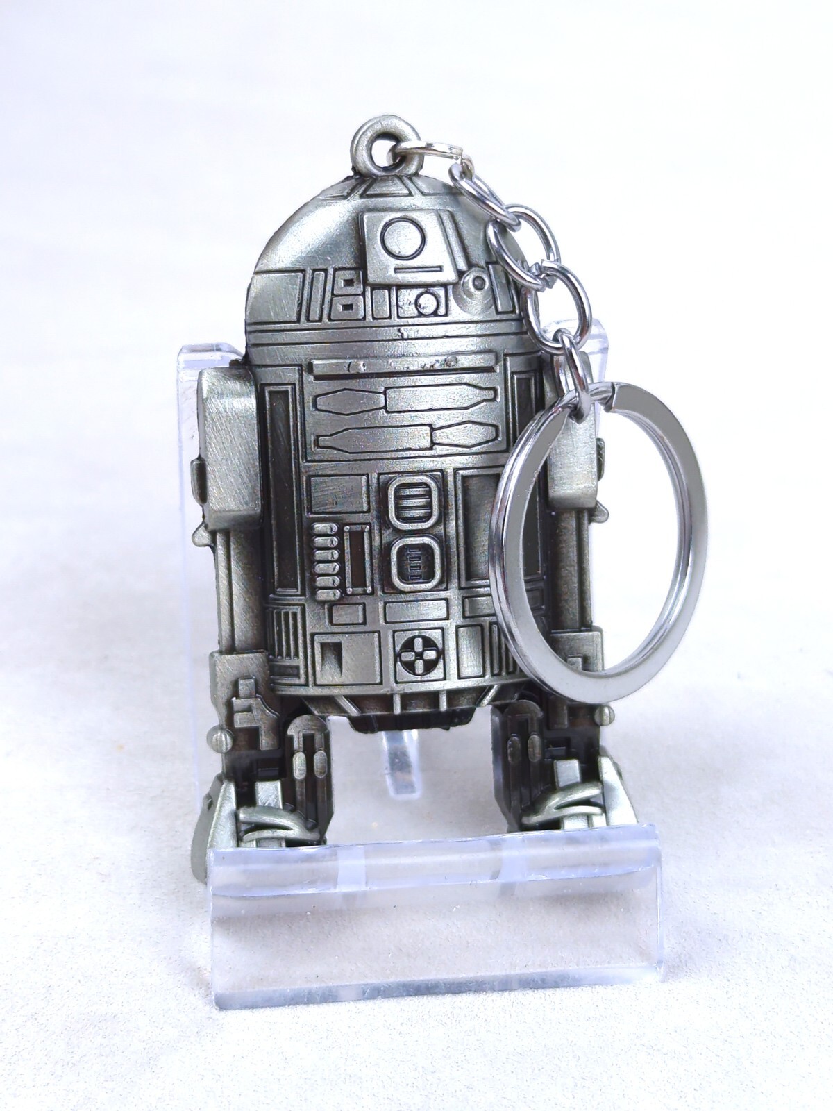 Star Wars R2D2 Pewter Finish Key Ring, Size 2.5" x 1.6", NEW